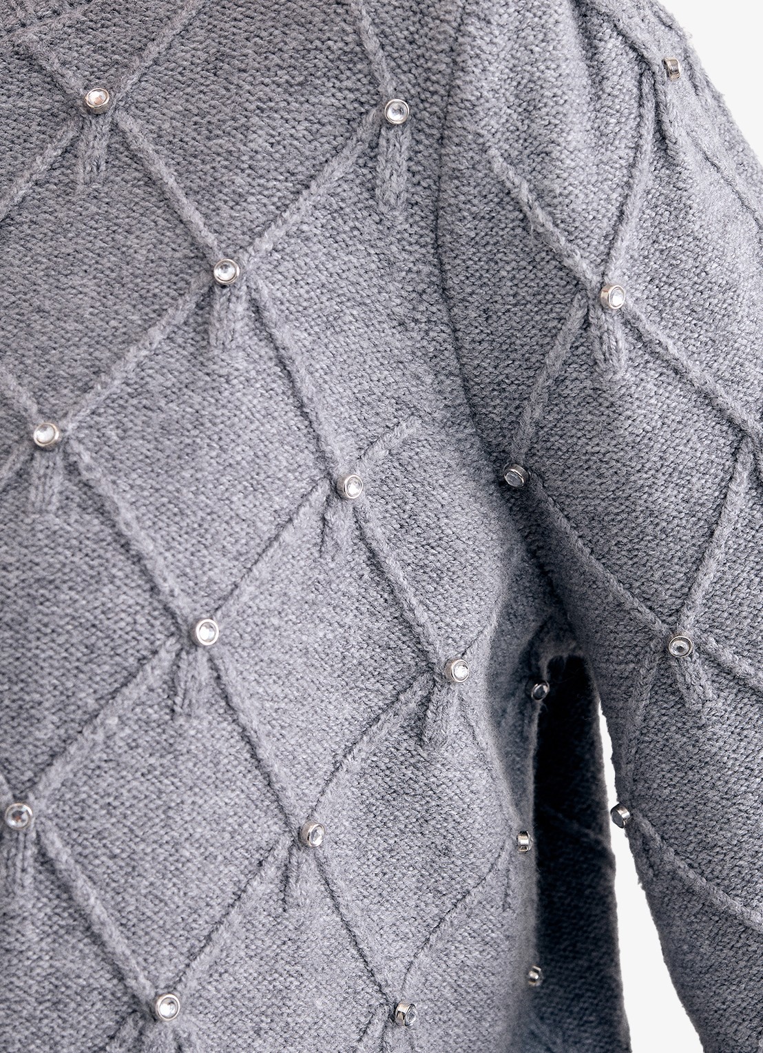 Phase Eight Nadin fijngebreide trui met strass - detail 3 lichtgrijs