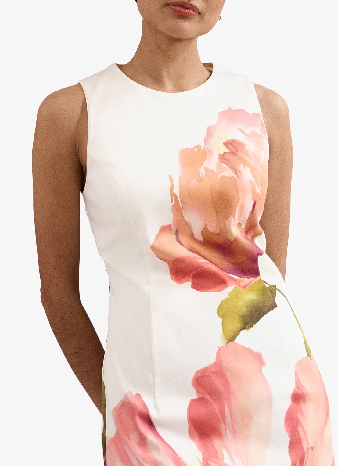 Phase Eight Nadina midi jurk met bloemenprint - detail 4 gebroken wit