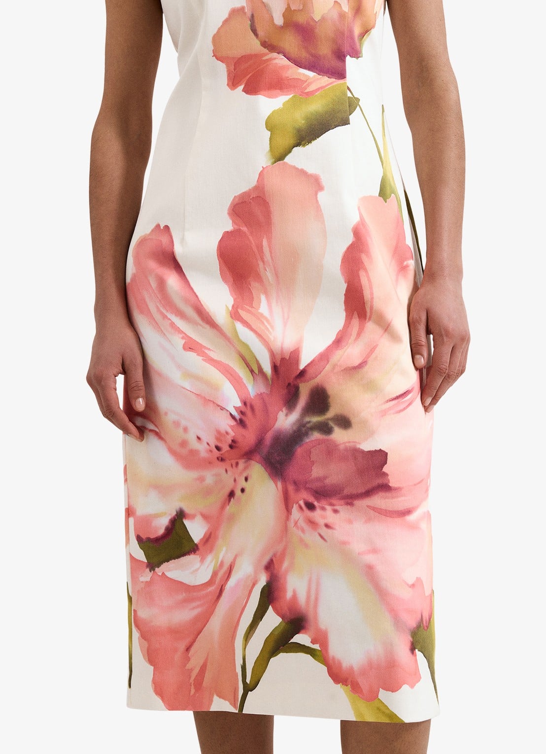 Phase Eight Nadina midi jurk met bloemenprint - detail 5 gebroken wit