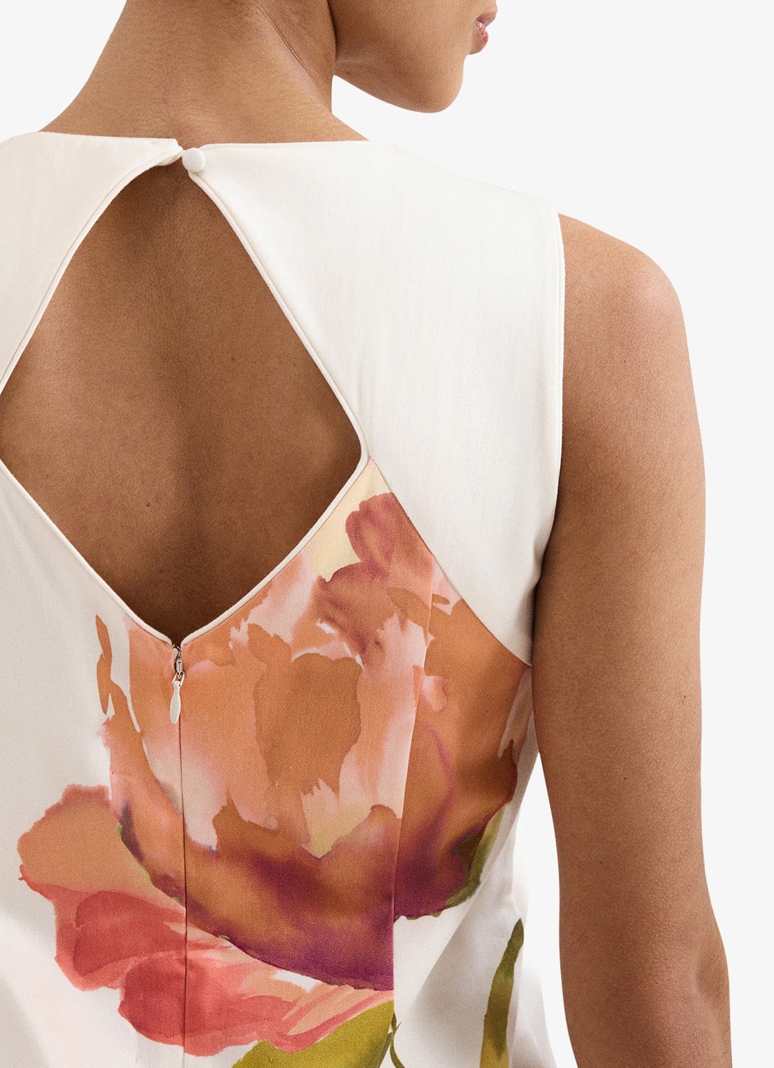 Phase Eight Nadina midi jurk met bloemenprint - detail 6 gebroken wit