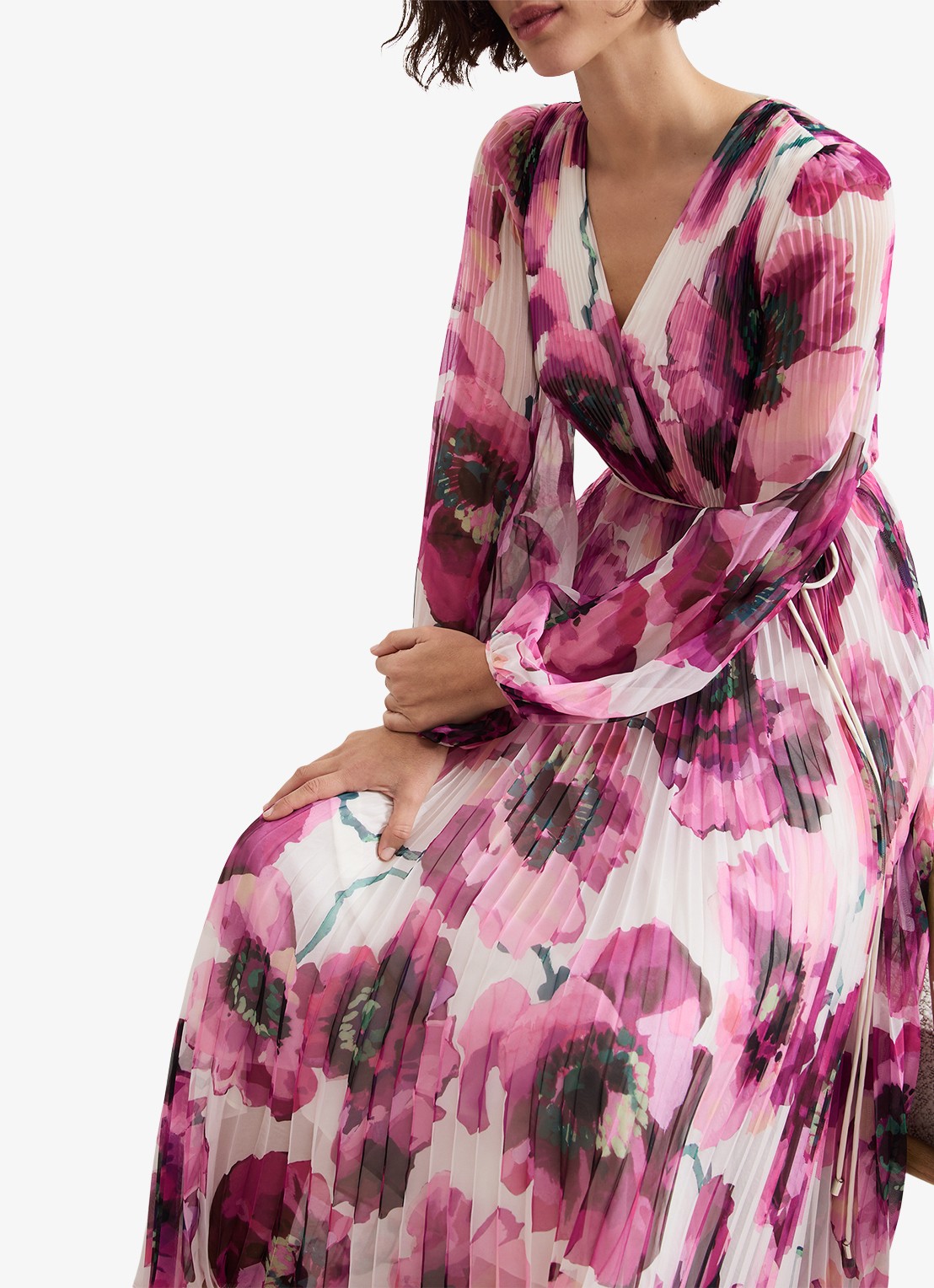 Phase Eight Natalia maxi jurk met bloemenprint - detail 4 roze