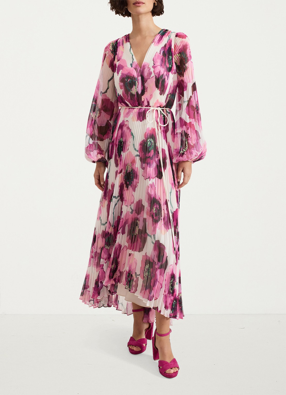 Phase Eight Natalia maxi jurk met bloemenprint - voorkant 8 roze