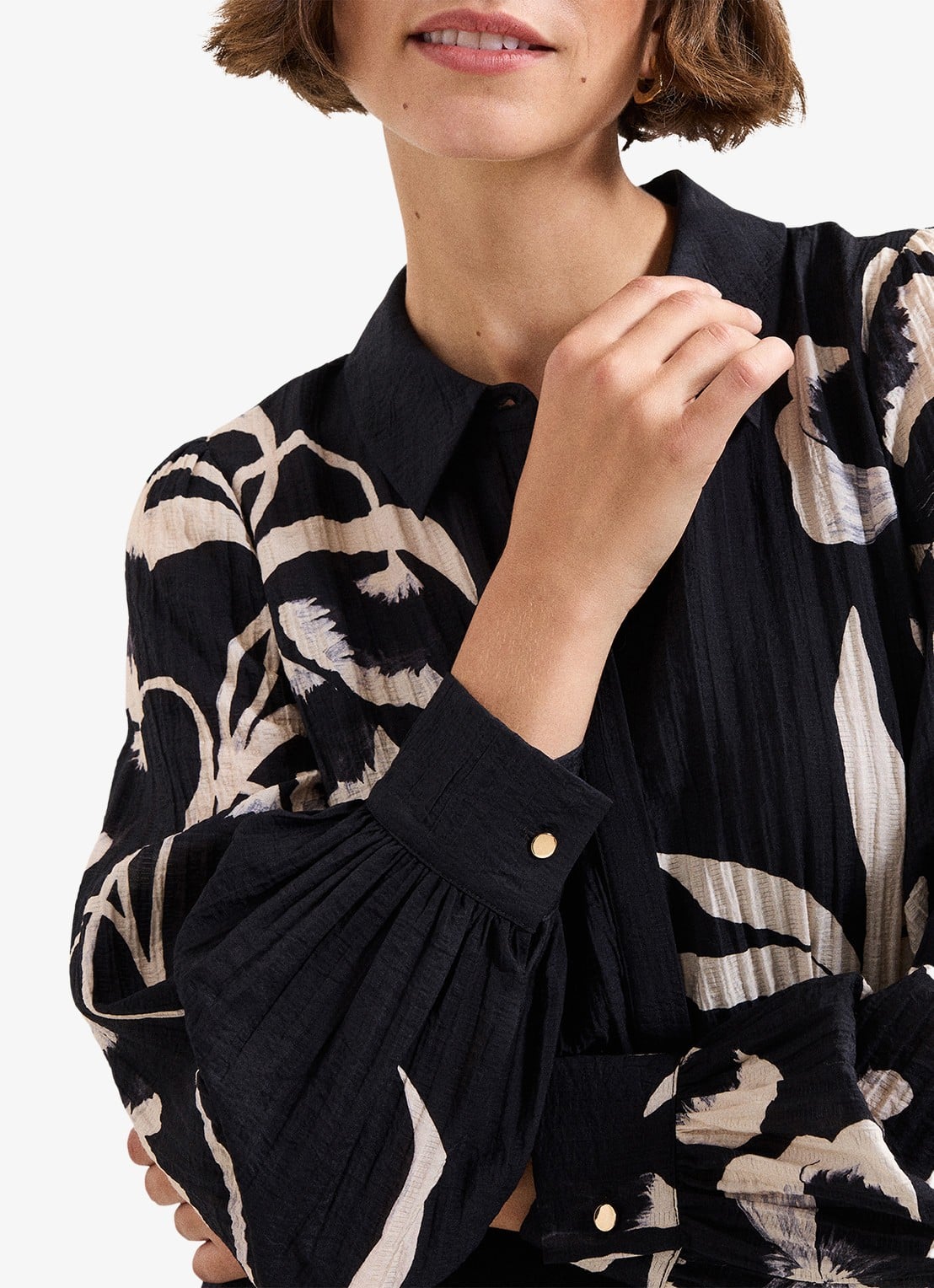 Phase Eight Natalie midi jurk met bloemenprint - detail 5 zwart