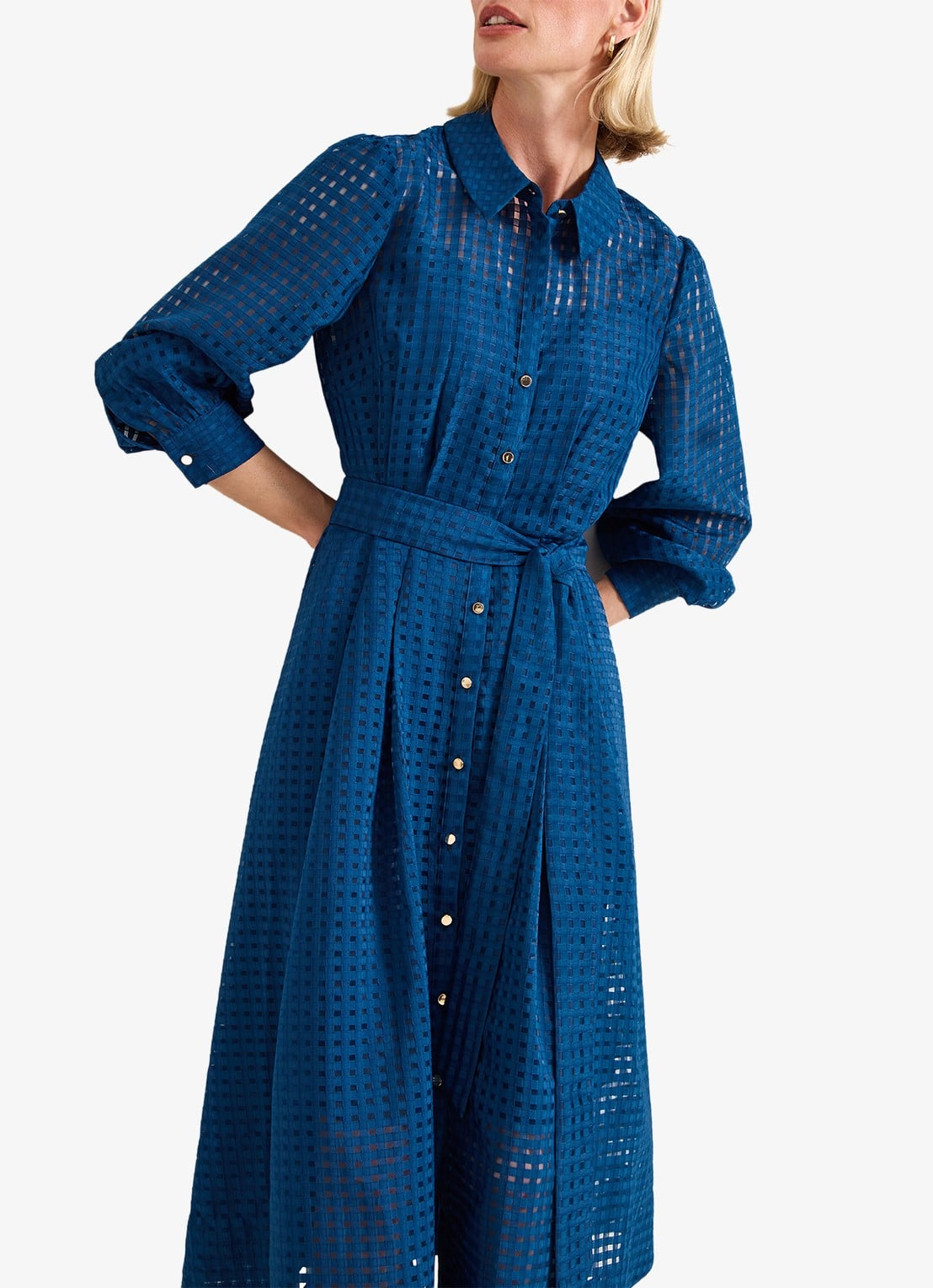 Phase Eight Natalie midi jurk met ruitdessin - detail 2 blauw