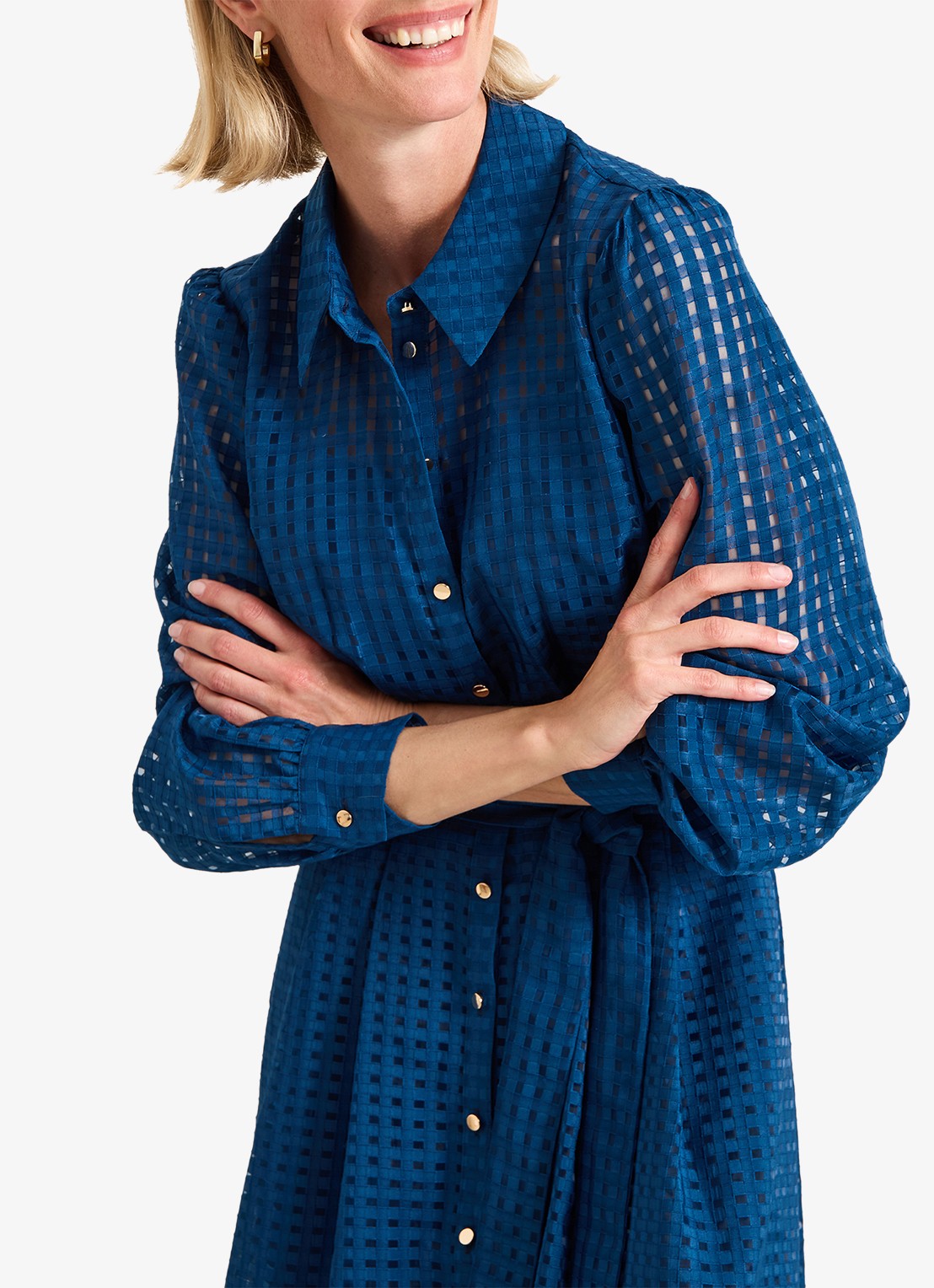 Phase Eight Natalie midi jurk met ruitdessin - detail 4 blauw
