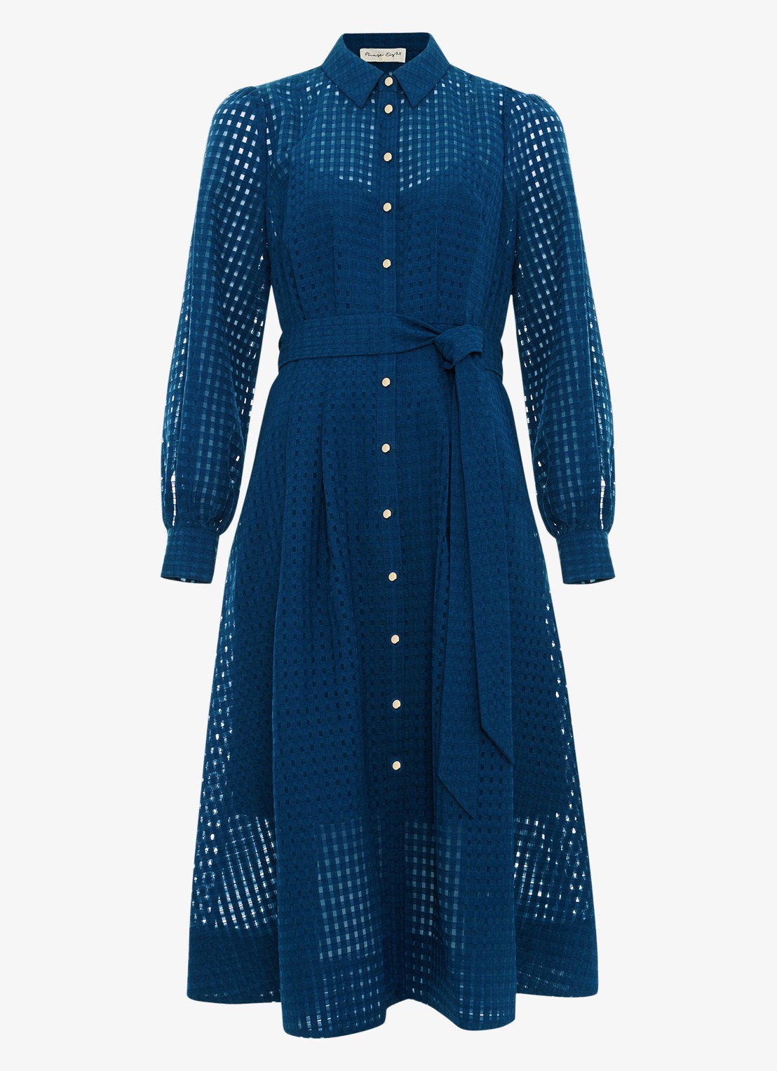 Phase Eight Natalie midi jurk met ruitdessin - voorkant 7 blauw