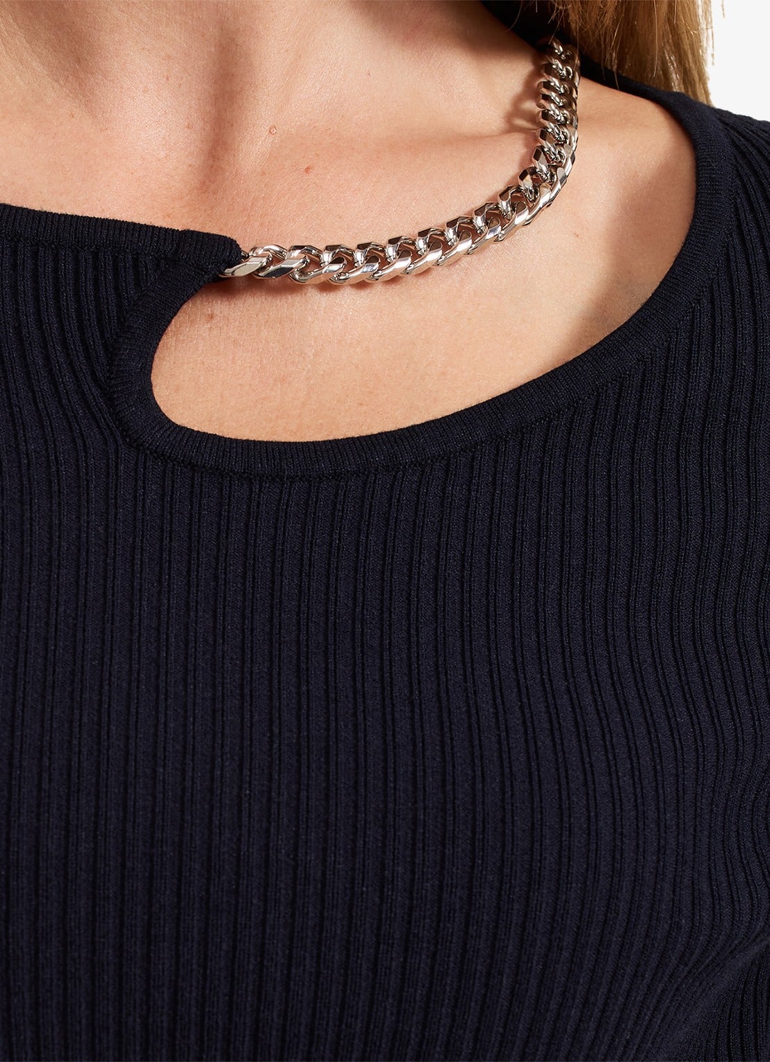Phase Eight Nia mini jurk met ribstructuur  - detail 4 donkerblauw