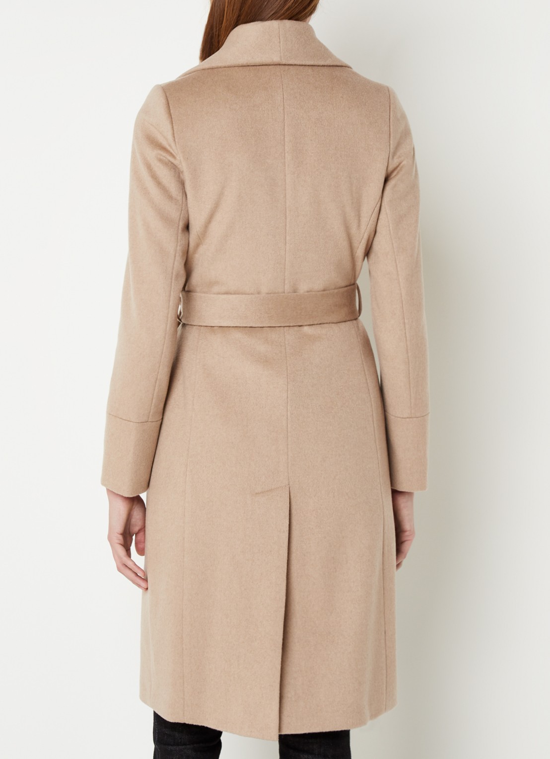 Phase Eight Nicci mantel in wolblend met strikceintuur - achterkant 4 camel
