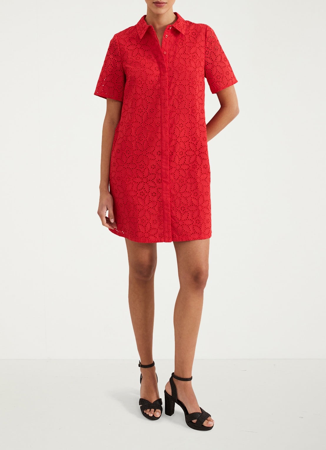 Phase Eight Nicky Shirt Dress - voorkant 2 rood