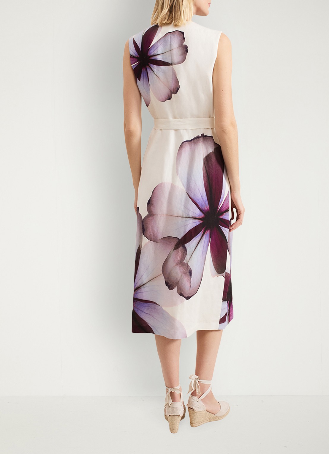 Phase Eight Nina midi jurk met bloemenprint - achterkant ivoor