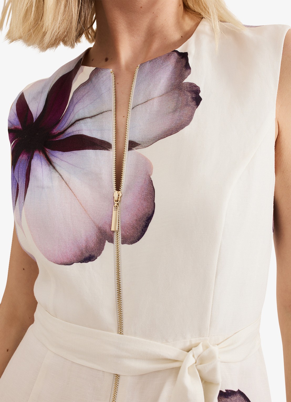 Phase Eight Nina midi jurk met bloemenprint - detail 3 ivoor