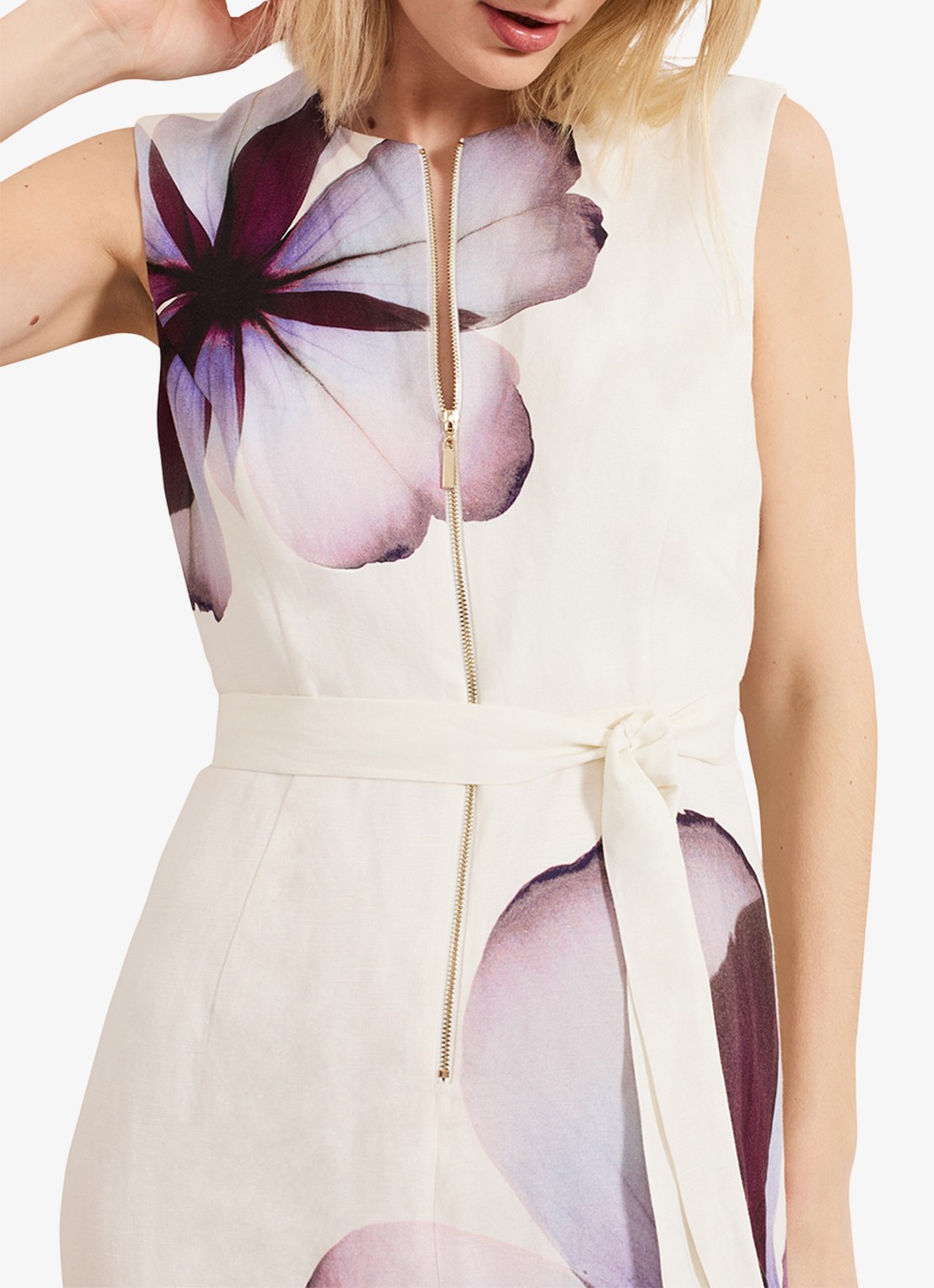 Phase Eight Nina midi jurk met bloemenprint - detail 4 ivoor