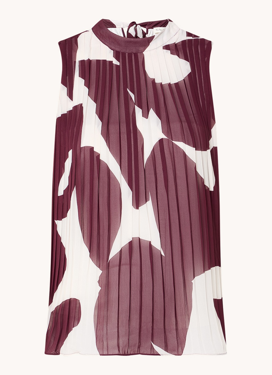 Phase Eight Nina semi-transparante top met print en plissé - voorkant 3 aubergine