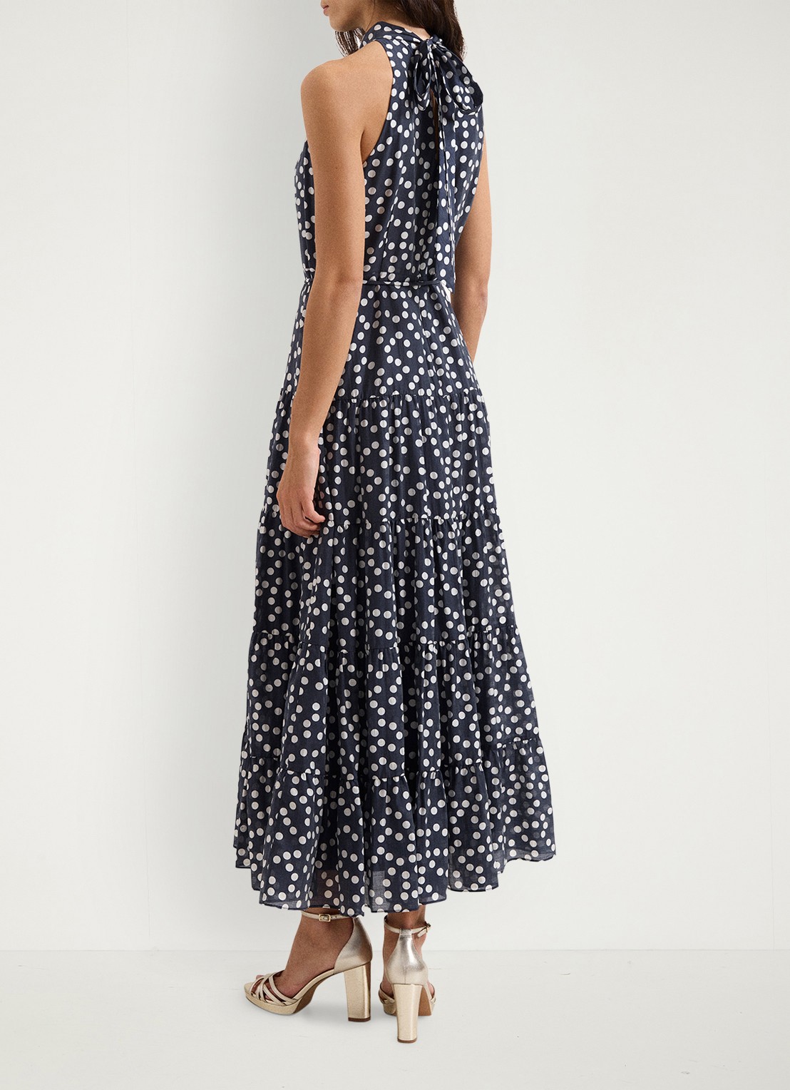 Phase Eight Nita maxi jurk met stippenprint - achterkant donkerblauw