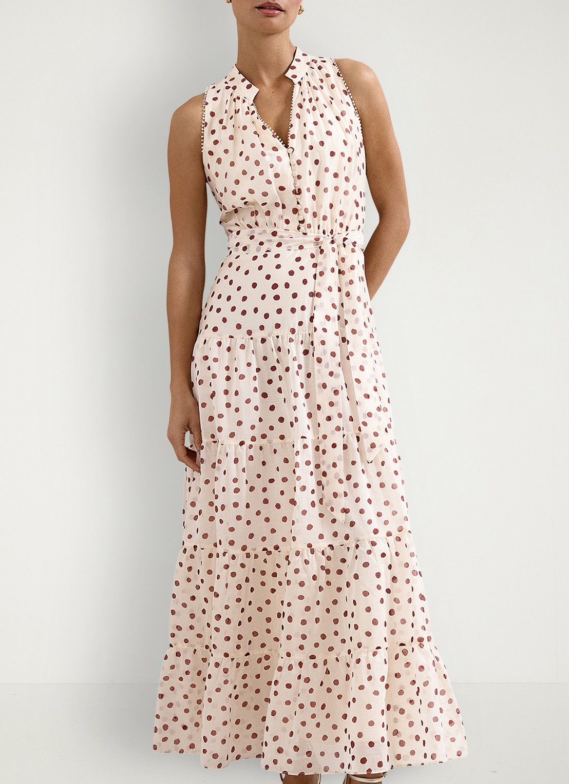 Phase Eight Nita maxi jurk met stippenprint  - detail 2 gebroken wit