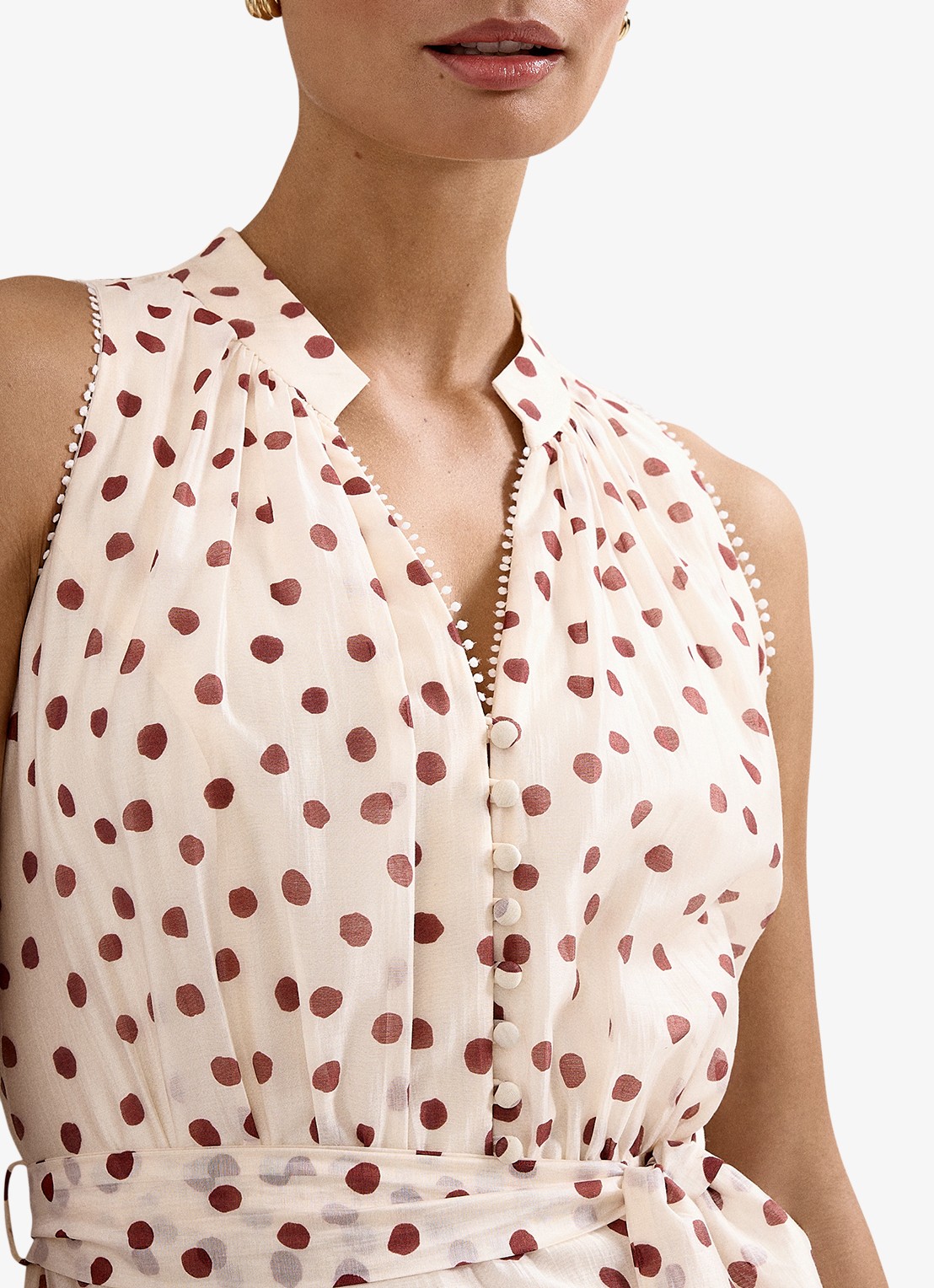 Phase Eight Nita maxi jurk met stippenprint  - detail 3 gebroken wit