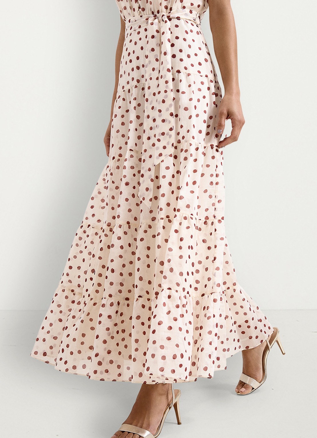 Phase Eight Nita maxi jurk met stippenprint  - detail 4 gebroken wit