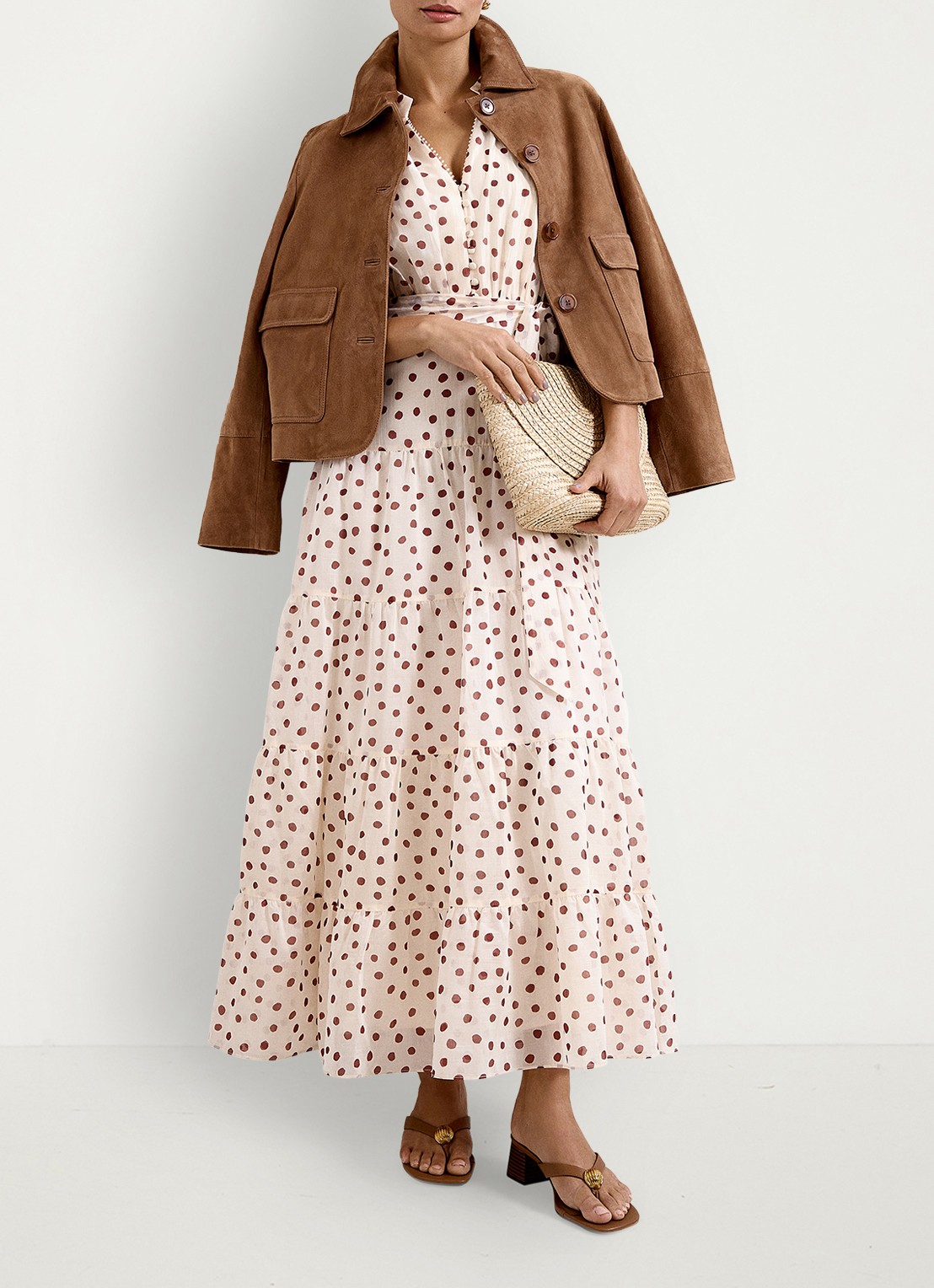 Phase Eight Nita maxi jurk met stippenprint  - detail 6 gebroken wit