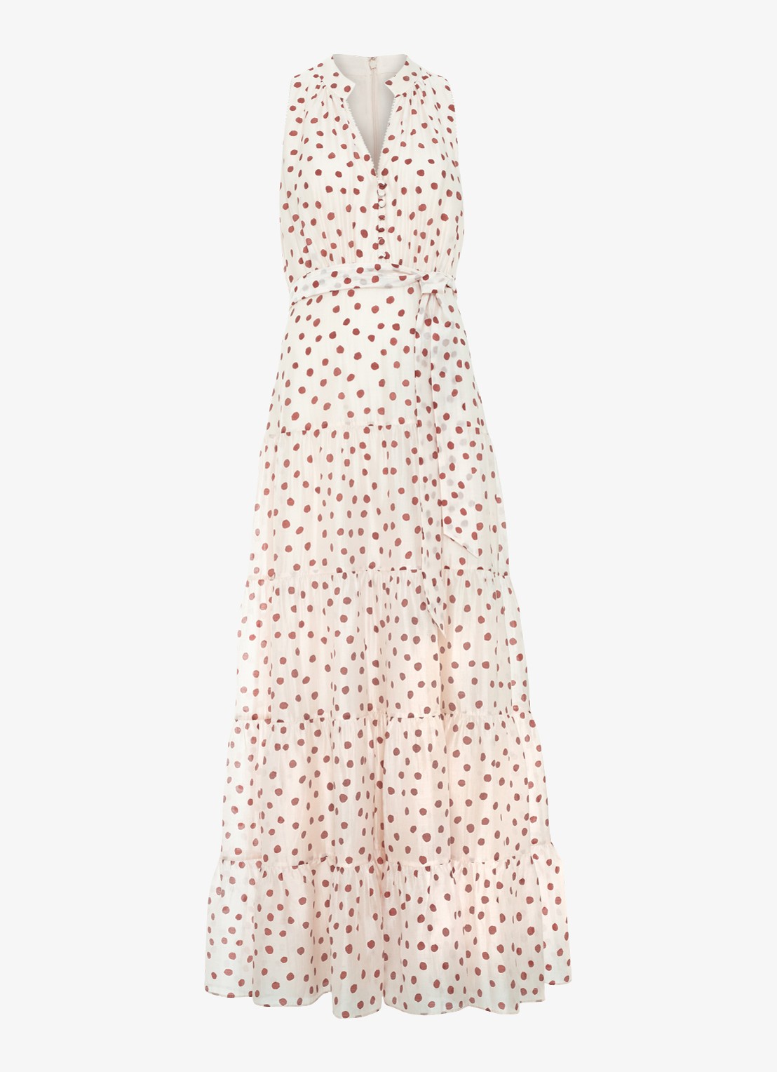 Phase Eight Nita maxi jurk met stippenprint  - voorkant 7 gebroken wit