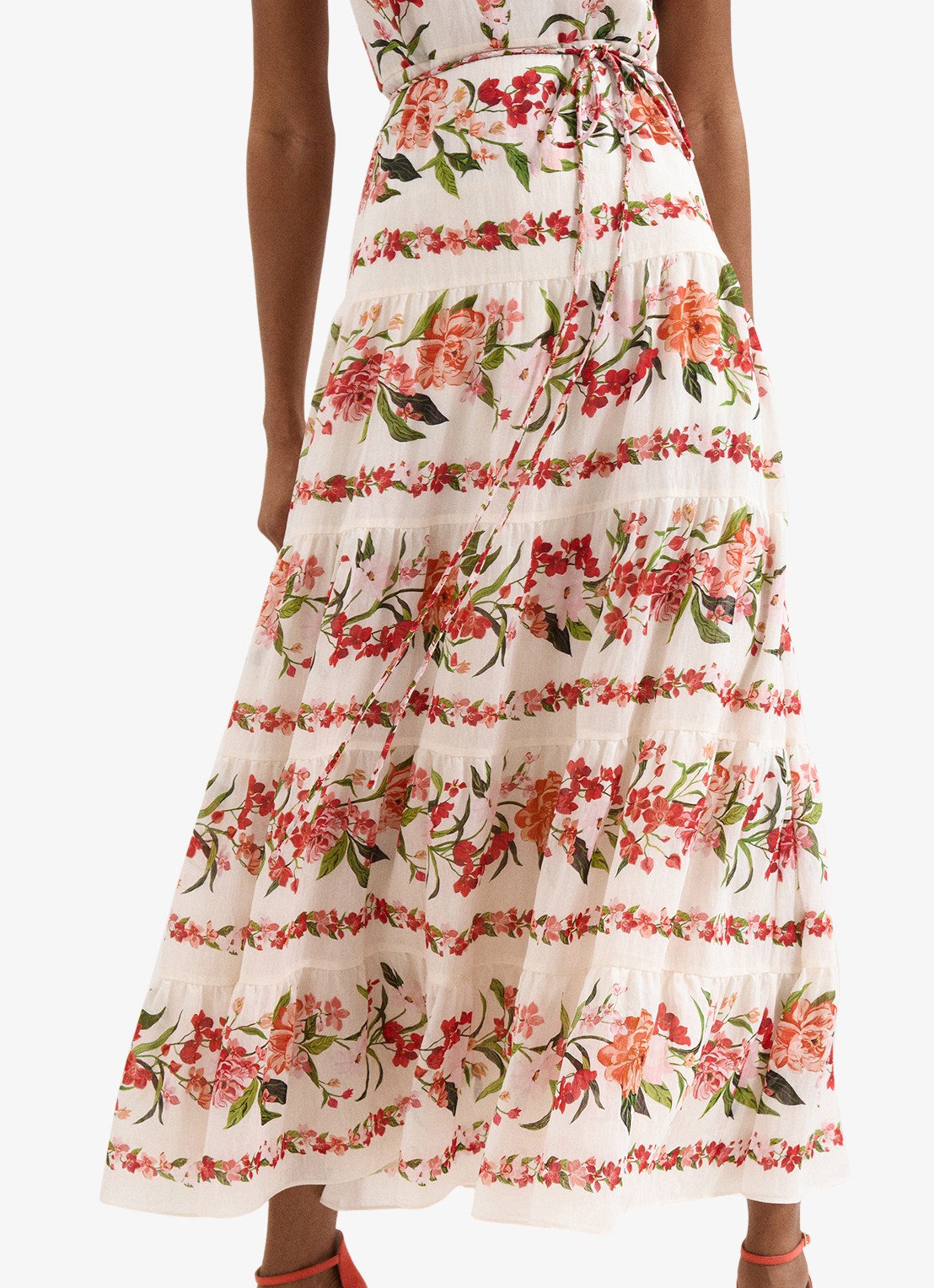Phase Eight Nita midi jurk met bloemenprint in linnenblend - detail 3 cream