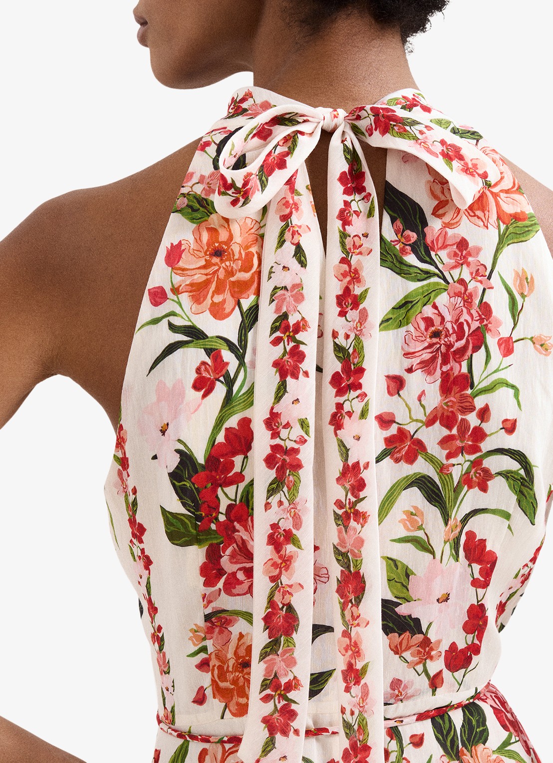 Phase Eight Nita midi jurk met bloemenprint in linnenblend - detail 4 cream