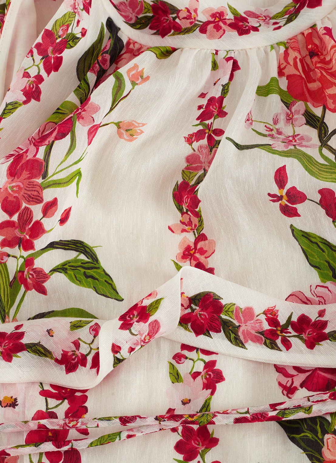 Phase Eight Nita midi jurk met bloemenprint in linnenblend - detail 5 cream