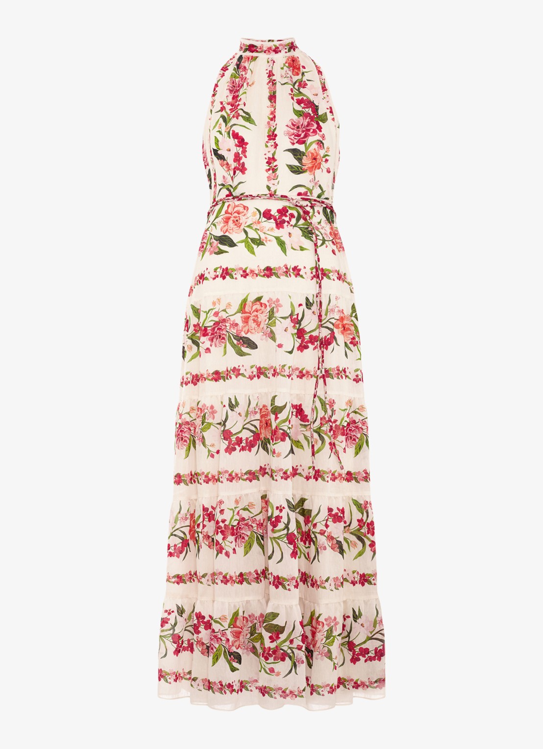 Phase Eight Nita midi jurk met bloemenprint in linnenblend - voorkant cream