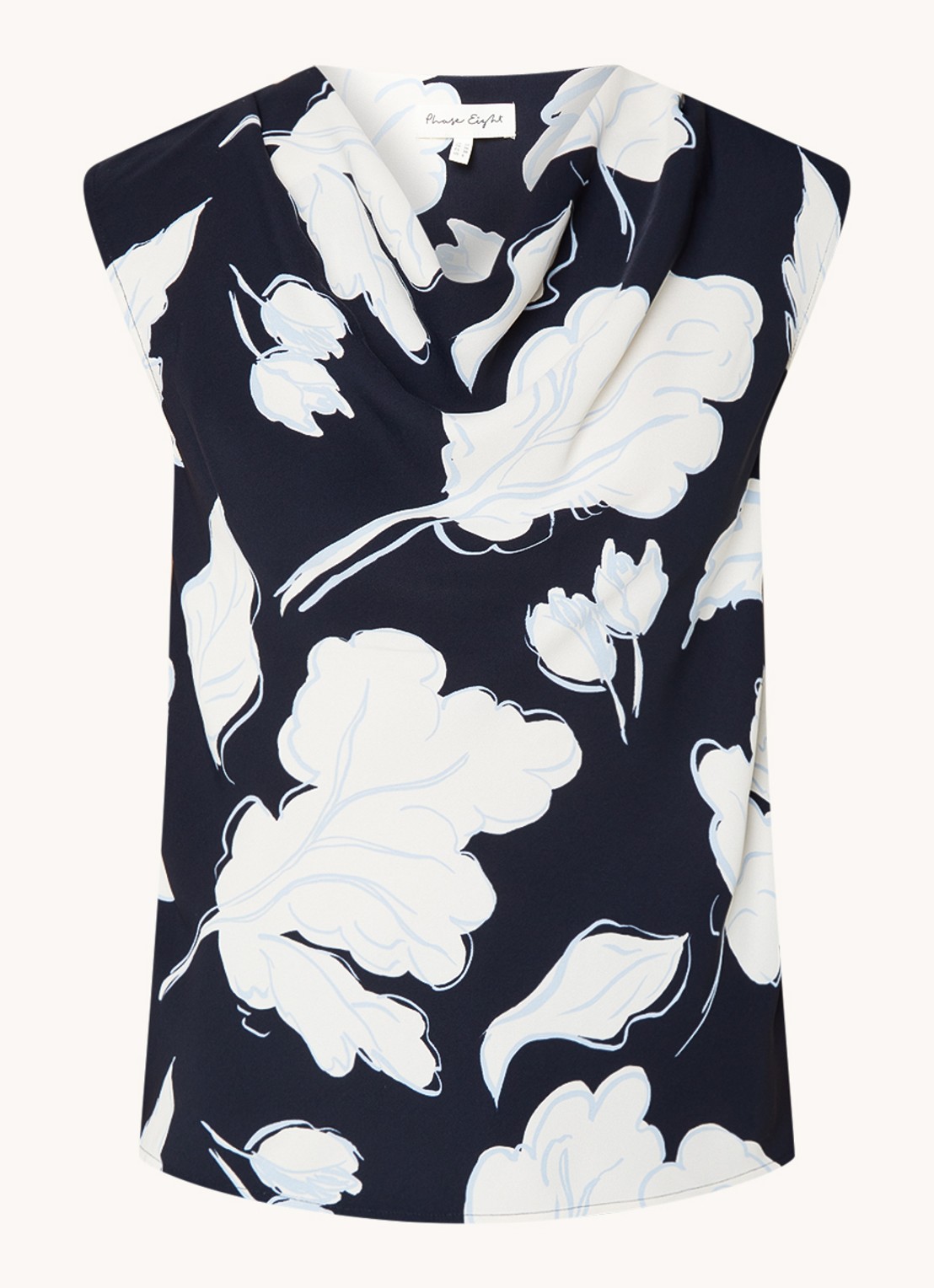 Phase Eight Noelle mouwloze top met bloemenprint - voorkant 3 donkerblauw