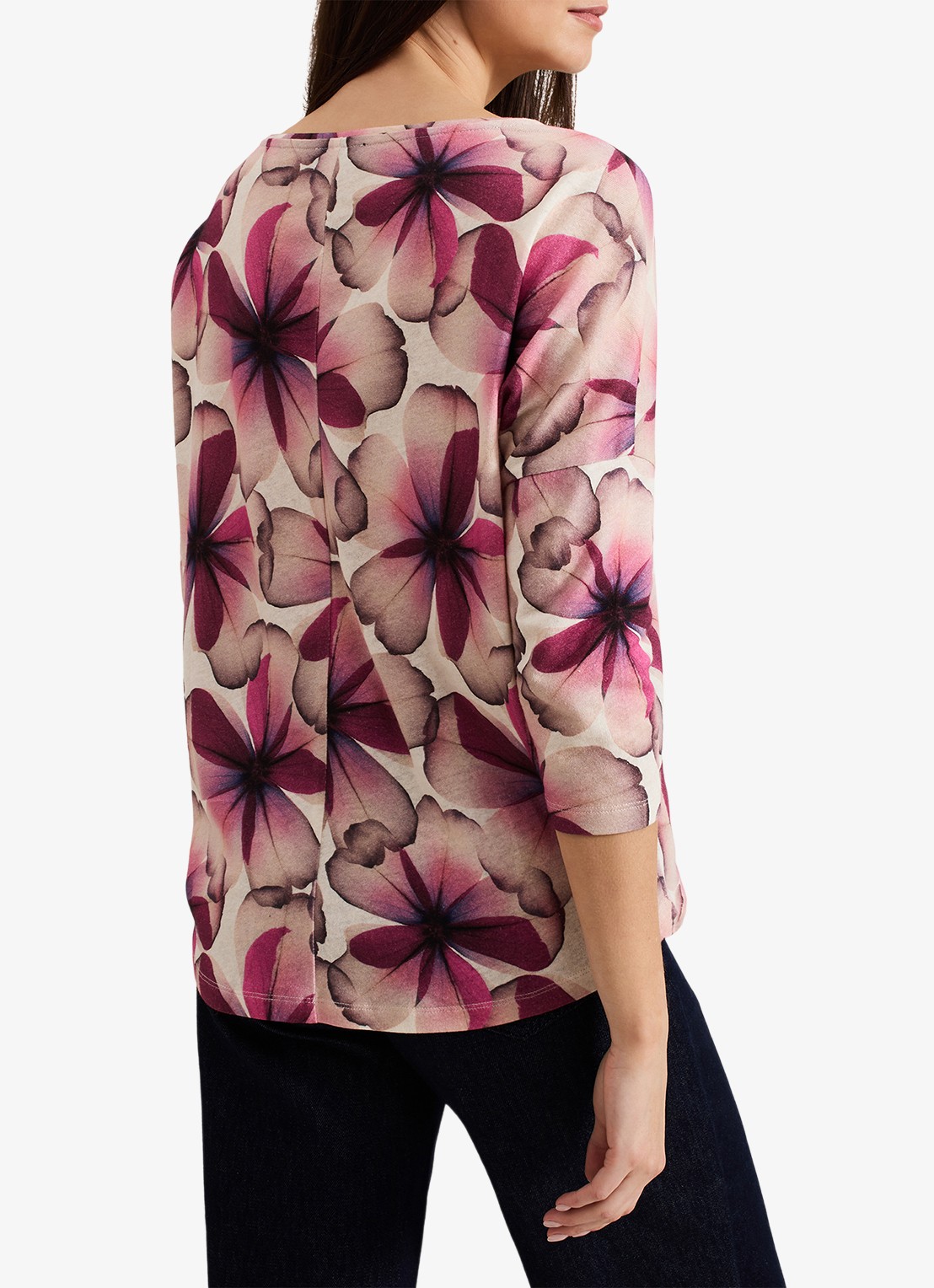 Phase Eight Nori top in linnenblend met bloemenprint - achterkant roze