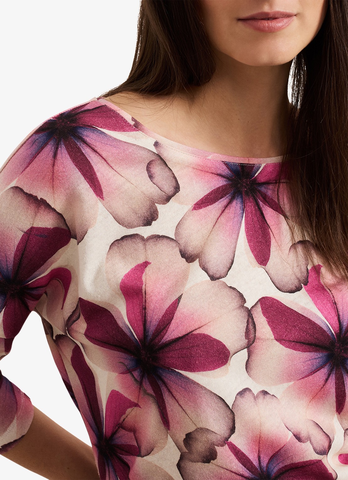 Phase Eight Nori top in linnenblend met bloemenprint - detail 5 roze