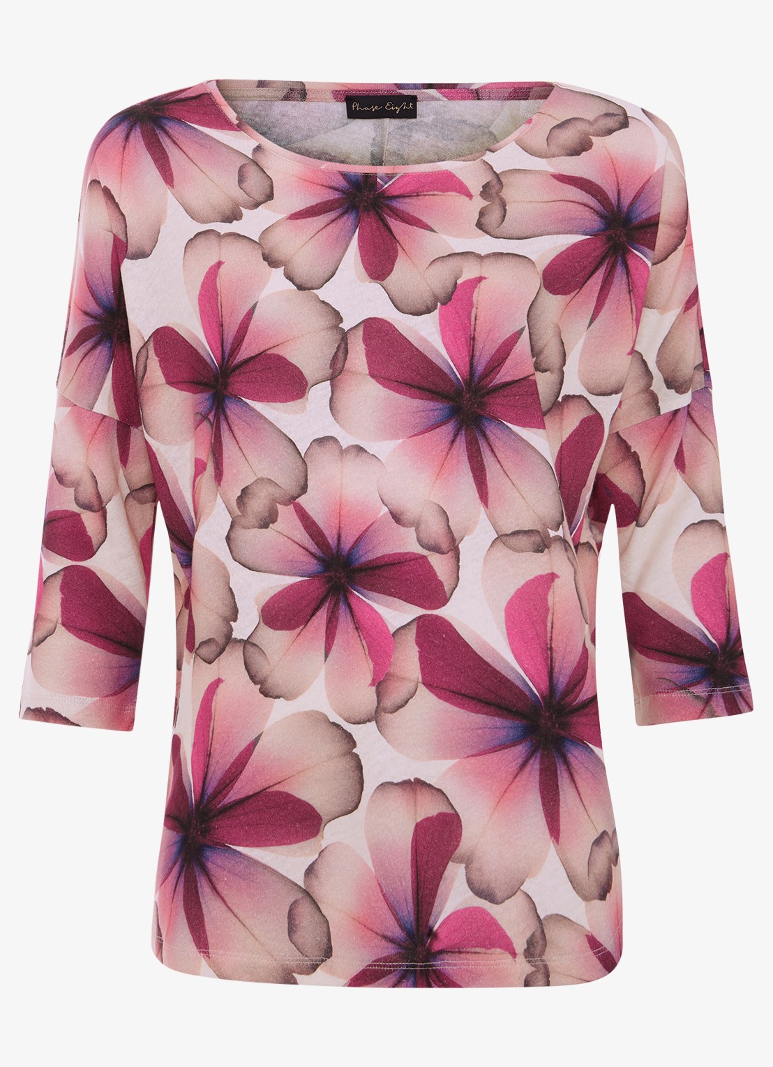 Phase Eight Nori top in linnenblend met bloemenprint - voorkant 2 roze