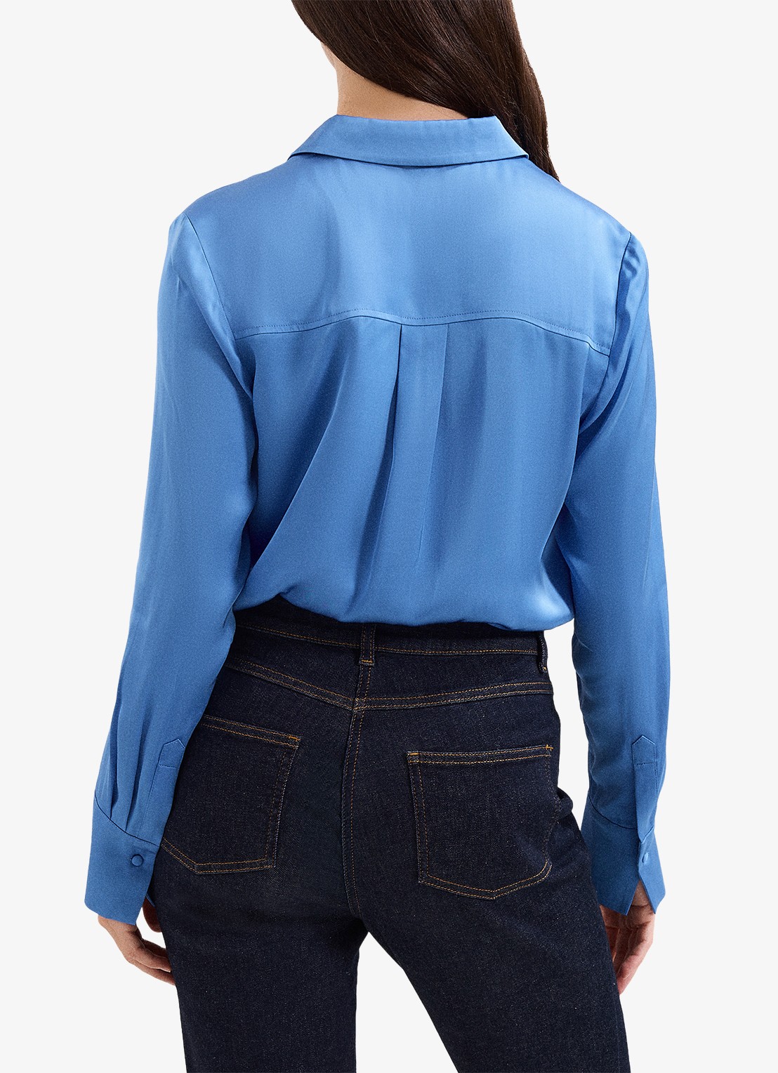 Phase Eight Novie blouse van satijn - achterkant blauw
