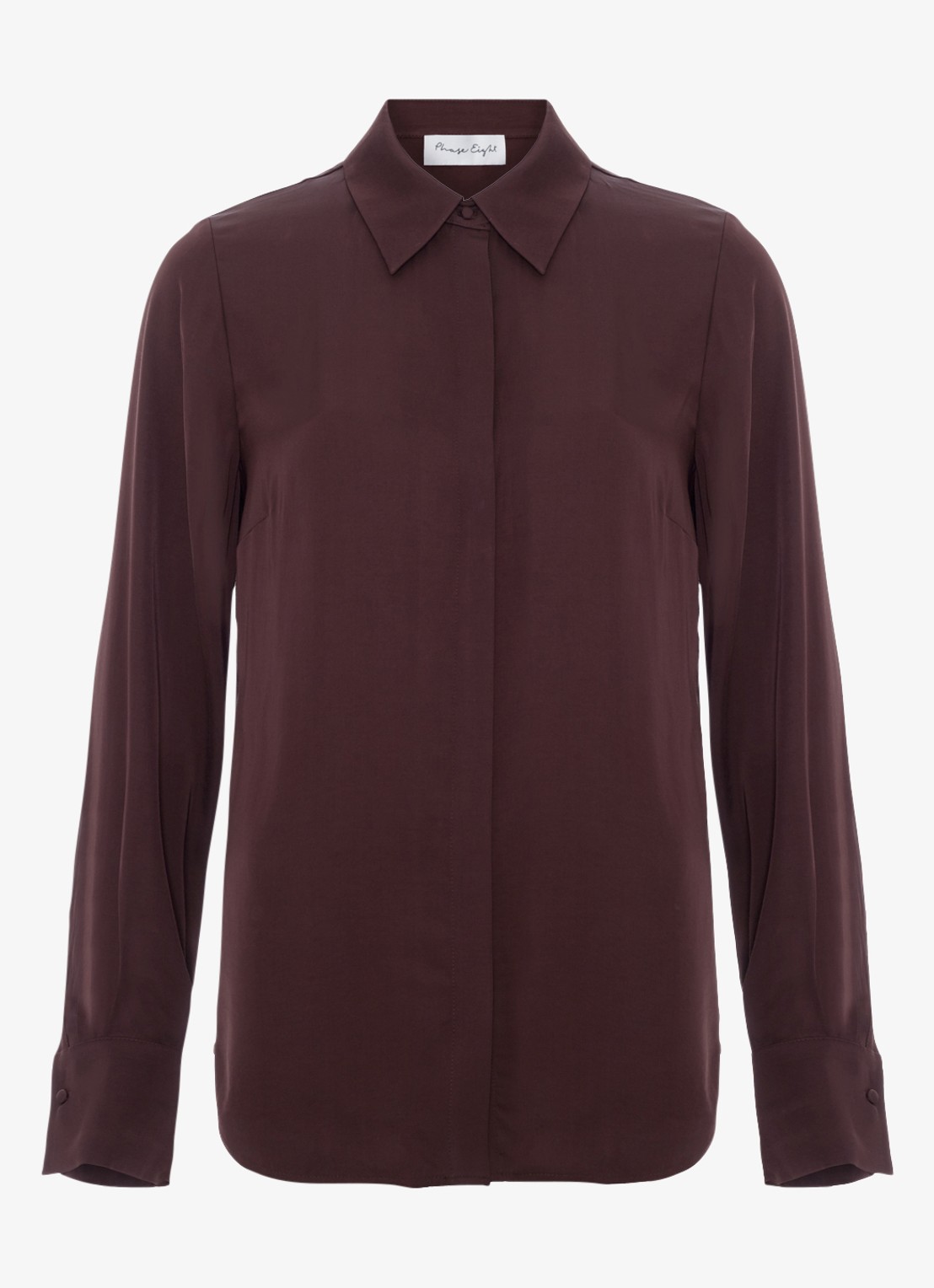 Phase Eight Novie Satin Shirt - voorkant 6 bruin