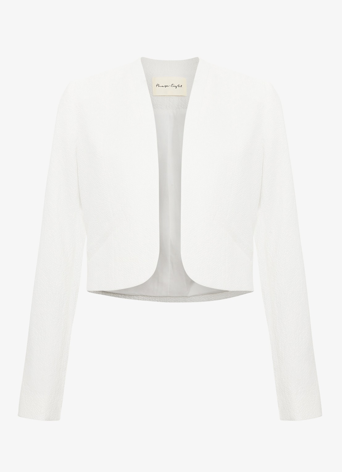 Phase Eight Olivia cropped blazer met paspelzakken - voorkant 2 wit