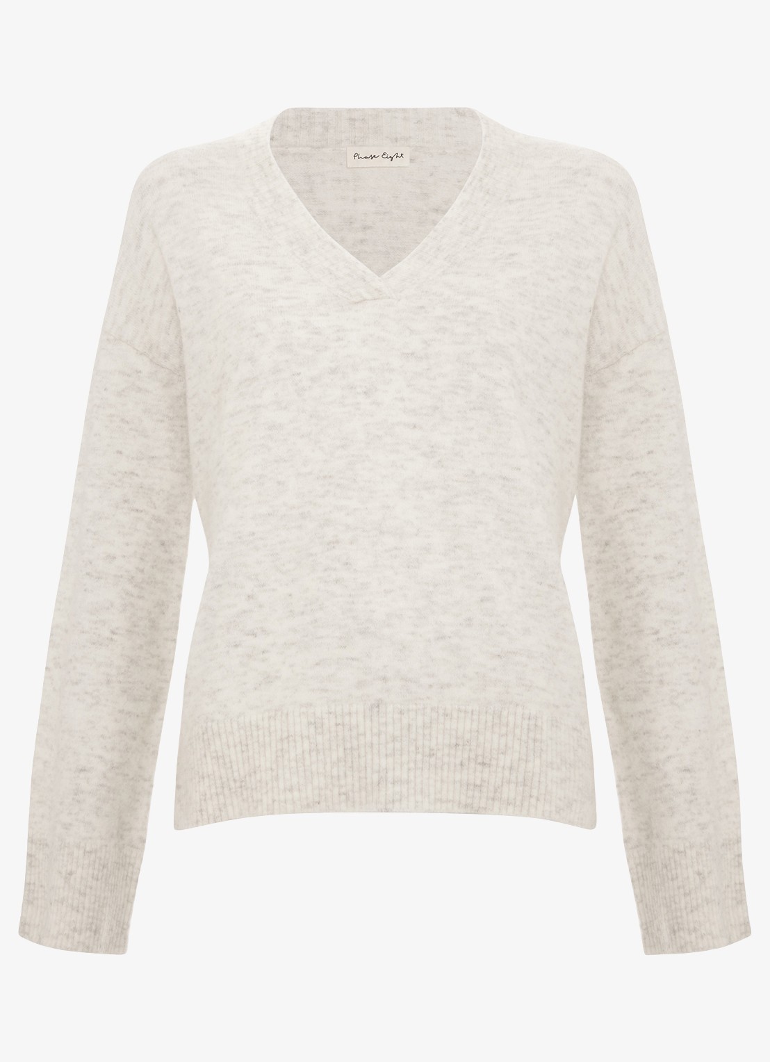 Phase Eight Olivia fijngebreide trui in alpaca wolblend  - voorkant 6 lichtgrijs