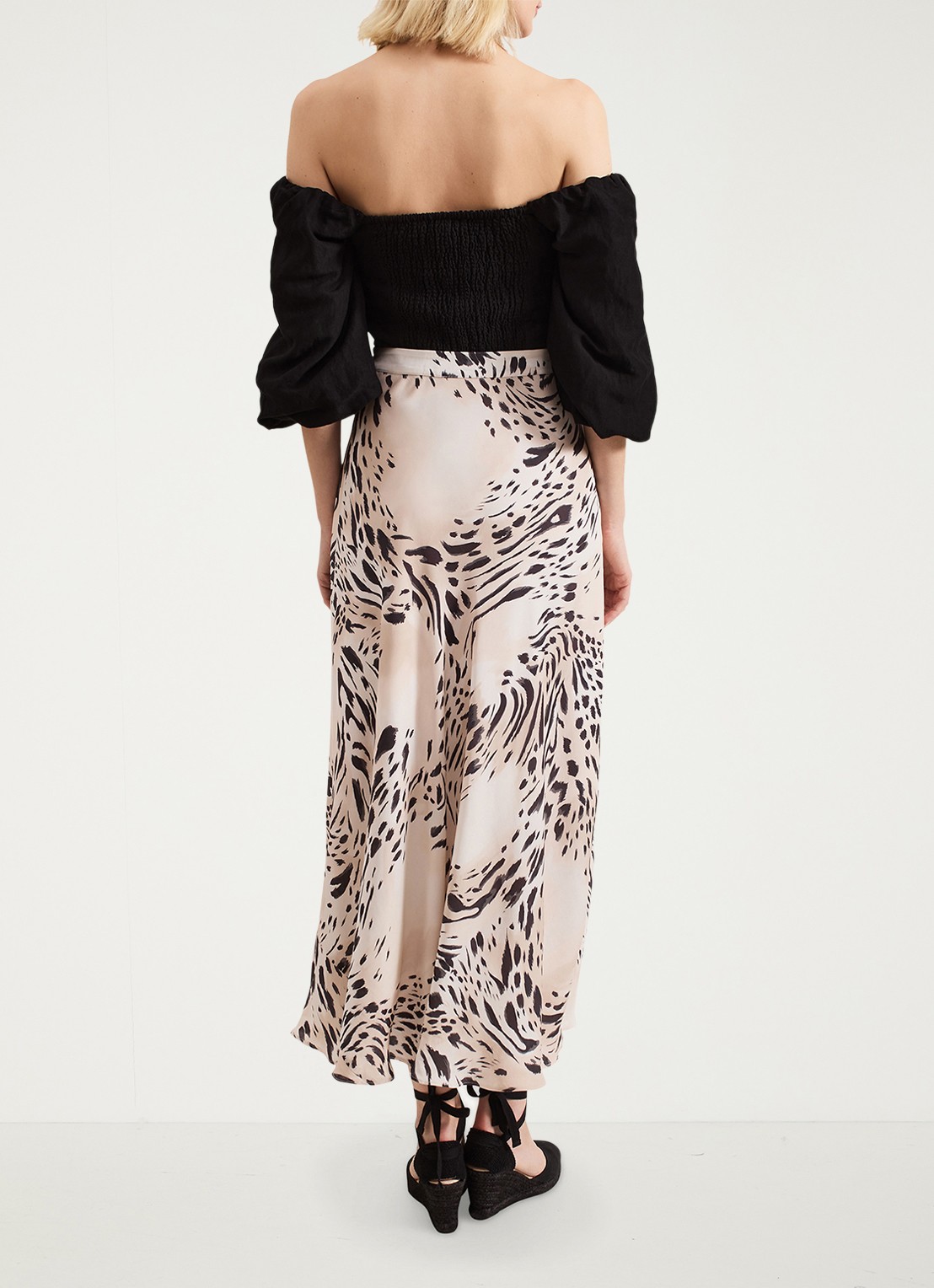 Phase Eight Orla maxi rok met dierenprint - achterkant 4 creme