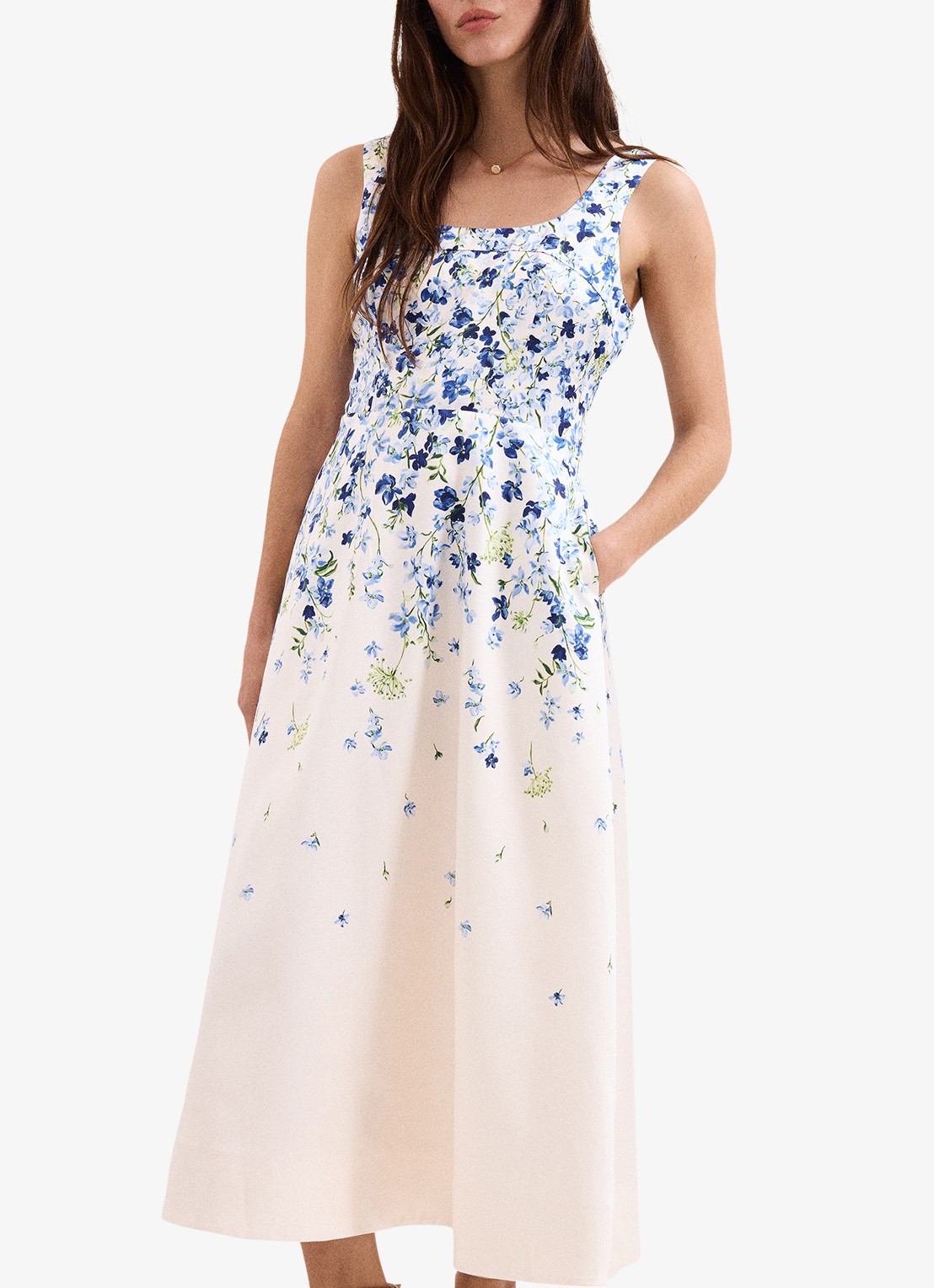 Phase Eight Orla midi jurk met bloemenprint - detail 2 blauw