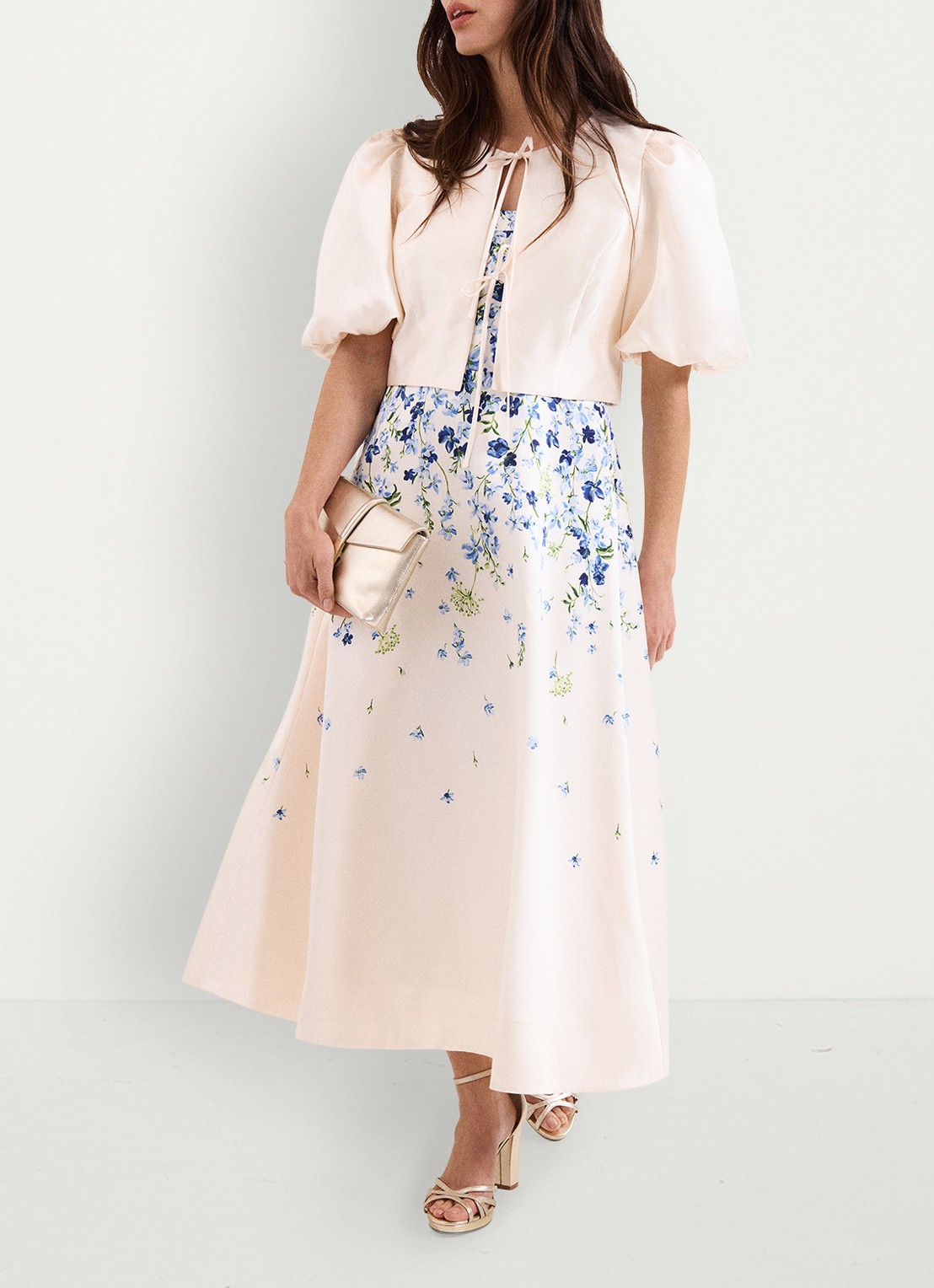 Phase Eight Orla midi jurk met bloemenprint - detail 6 blauw