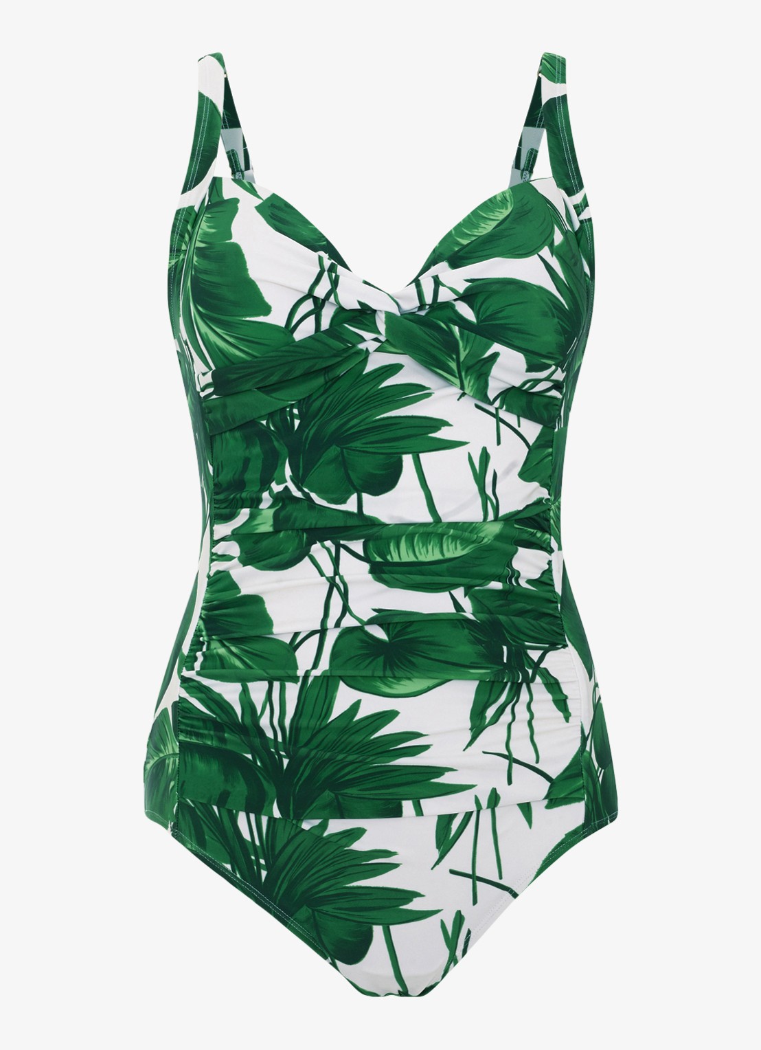 Phase Eight Palm Print badpak met ruches en print - voorkant 4 groen