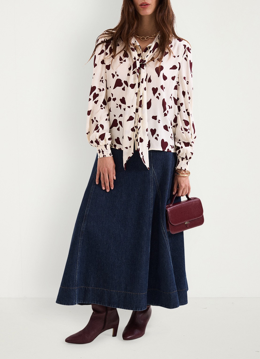 Phase Eight Paloma blouse met sjaalkraag en pofmouwen - detail 4 wit