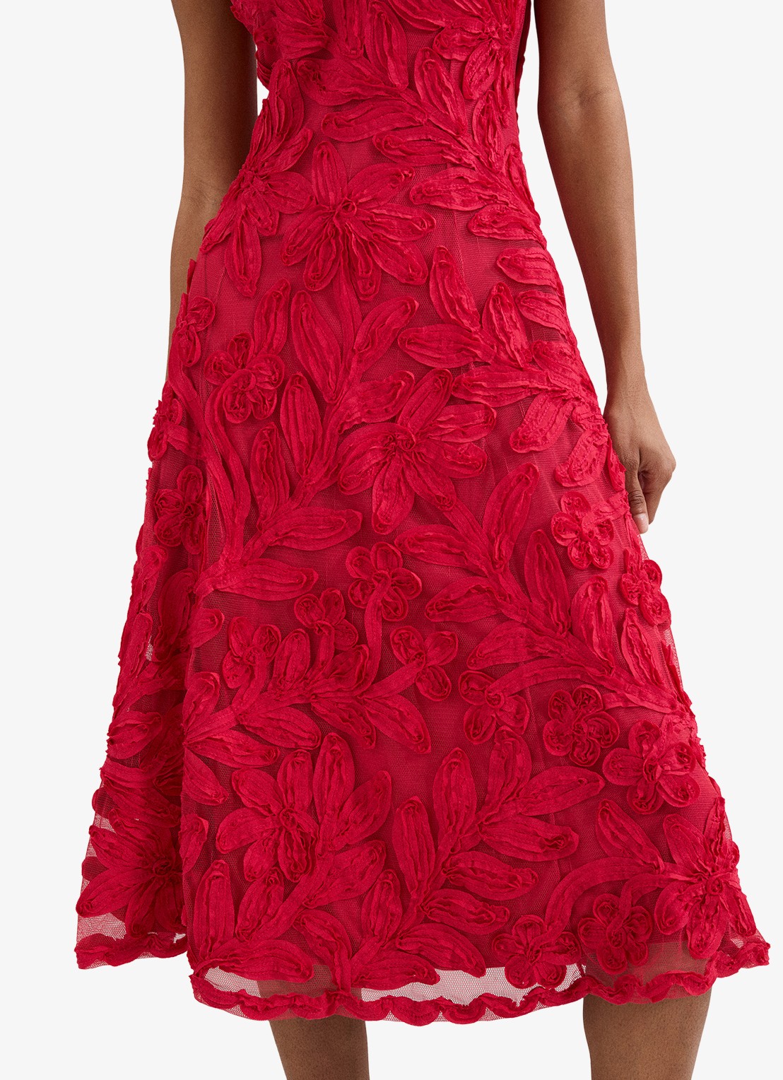 Phase Eight Paloma midi jurk met bloemborduring - detail 4 rood