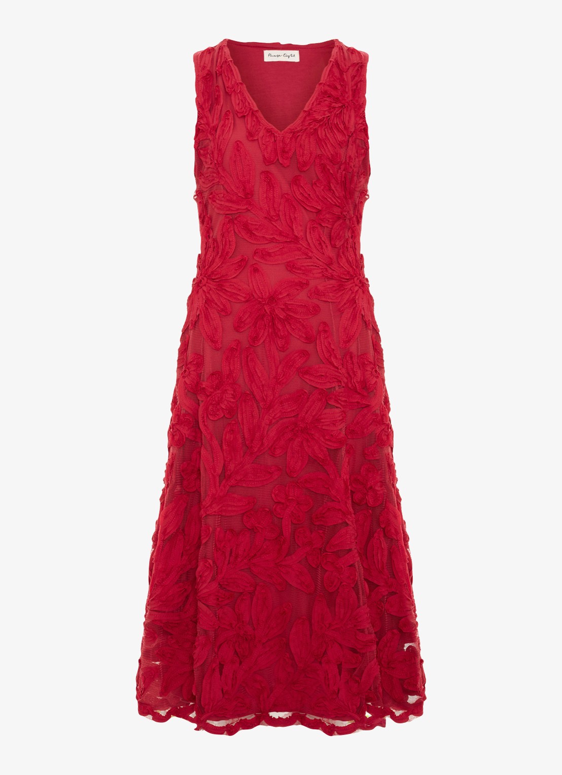 Phase Eight Paloma midi jurk met bloemborduring - voorkant 6 rood