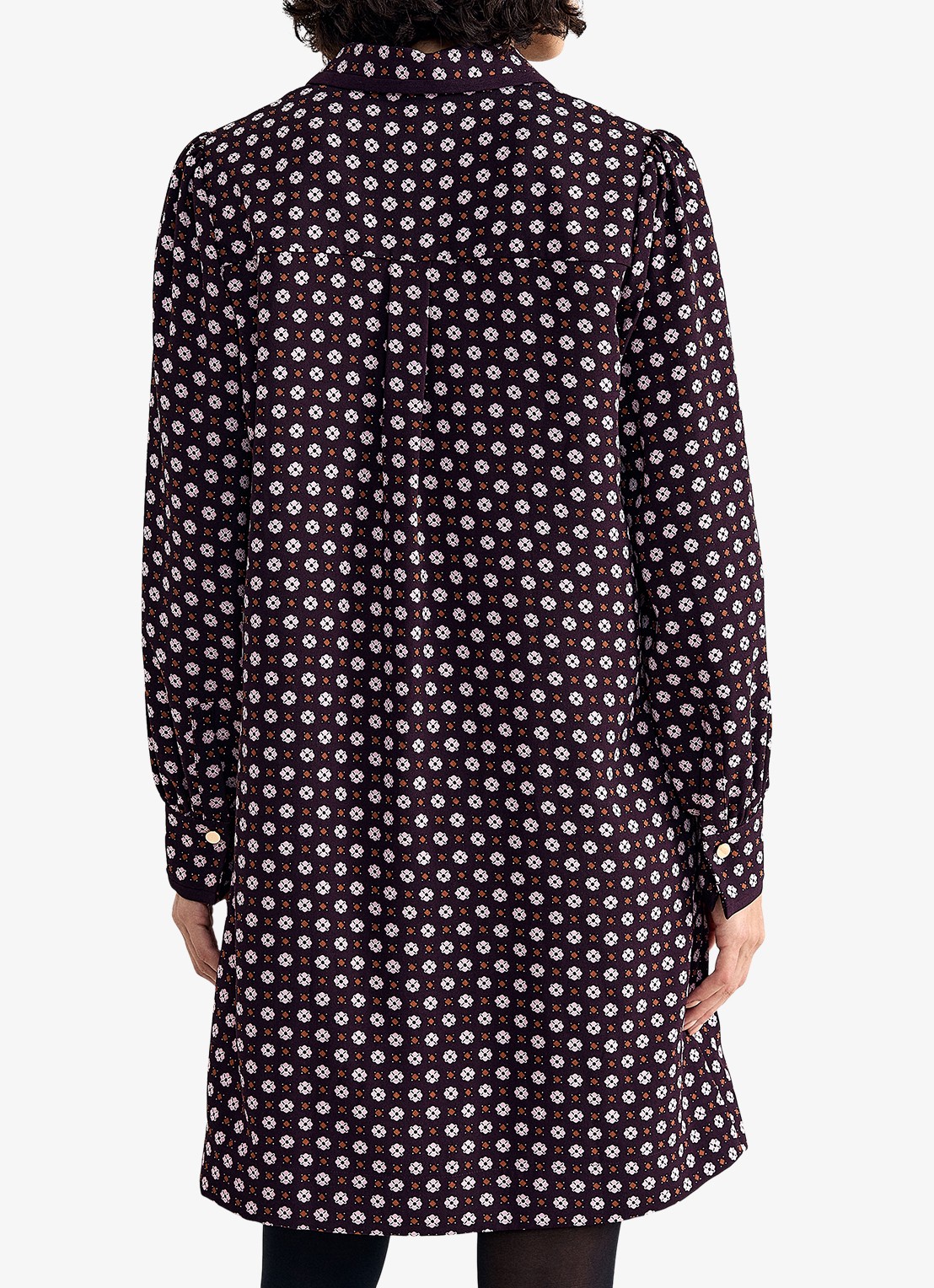 Phase Eight Pamela mini tuniekjujrk met grafische print - achterkant 3 donkerbruin