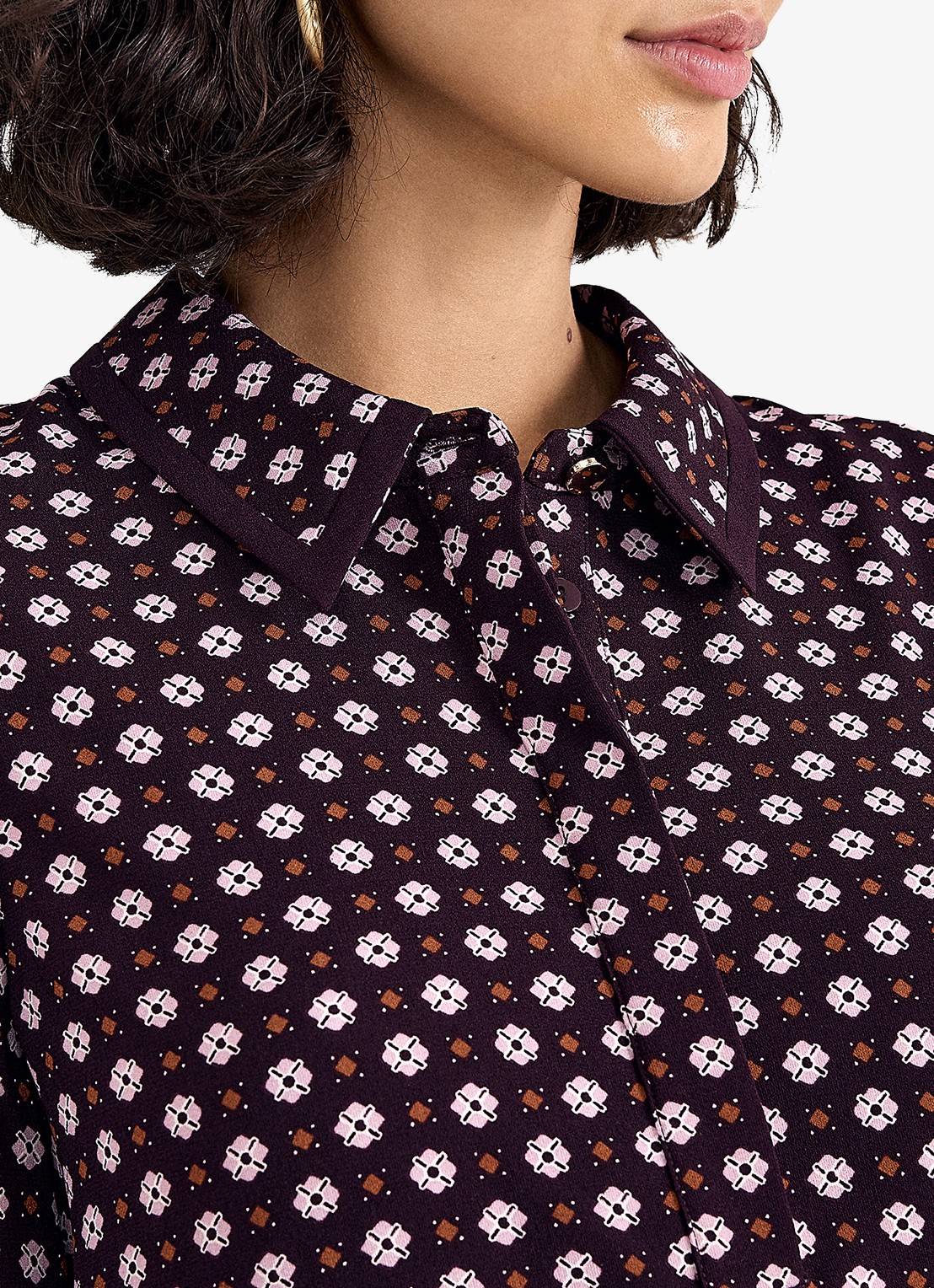 Phase Eight Pamela mini tuniekjujrk met grafische print - detail 5 donkerbruin