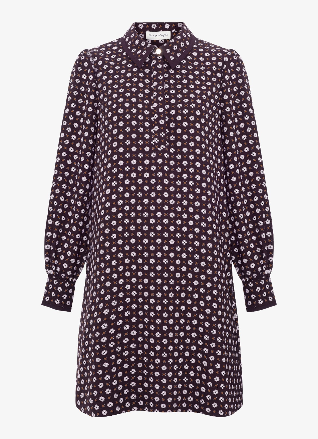 Phase Eight Pamela mini tuniekjujrk met grafische print - voorkant donkerbruin