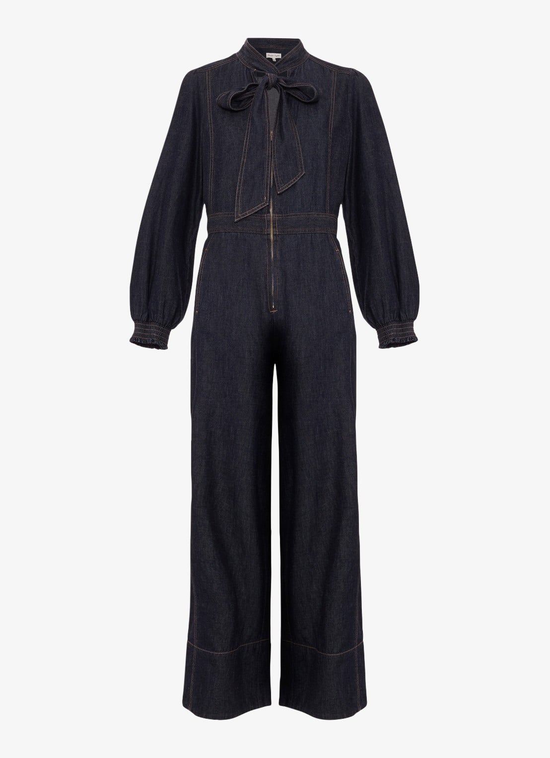 Phase Eight Patricia wide fit jumpsuit met strikkraag - voorkant indigo