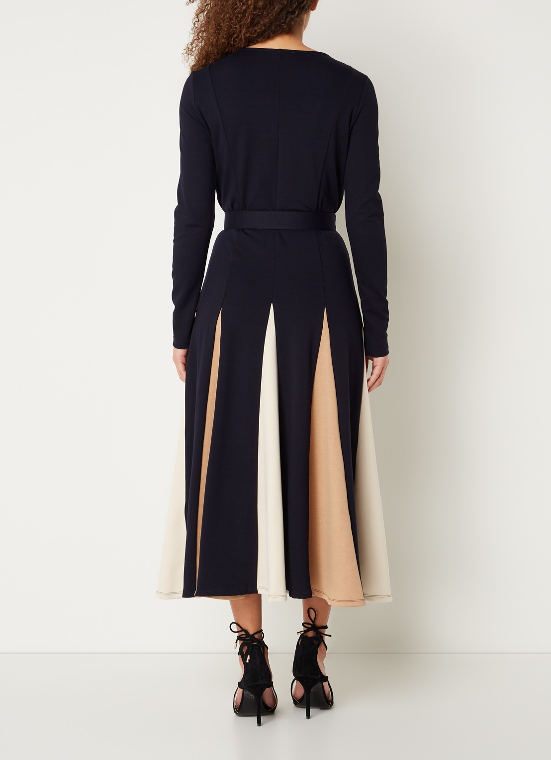 Phase Eight Paula midi jurk met ceintuur - achterkant donkerblauw