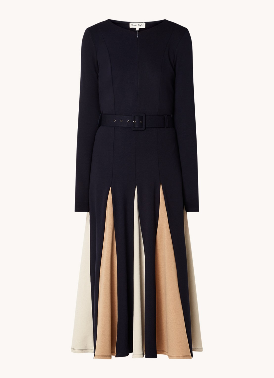 Phase Eight Paula midi jurk met ceintuur - voorkant 3 donkerblauw
