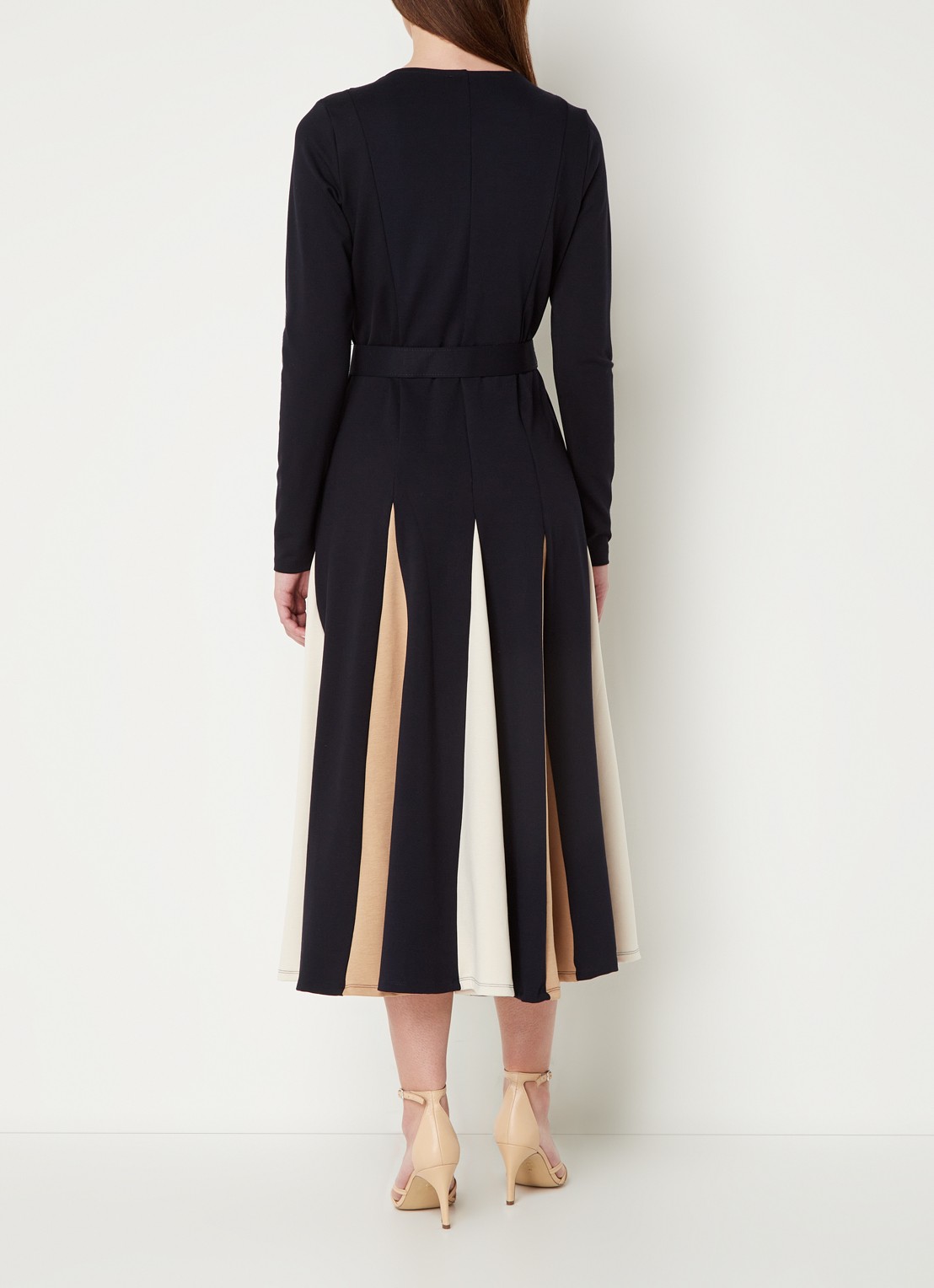 Phase Eight Paula midi jurk met ceintuur - achterkant 2 donkerblauw
