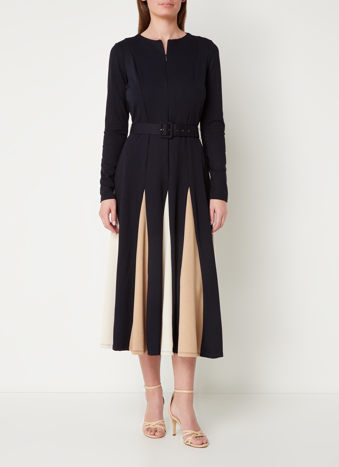 Phase Eight Paula midi jurk met ceintuur - detail 7 donkerblauw